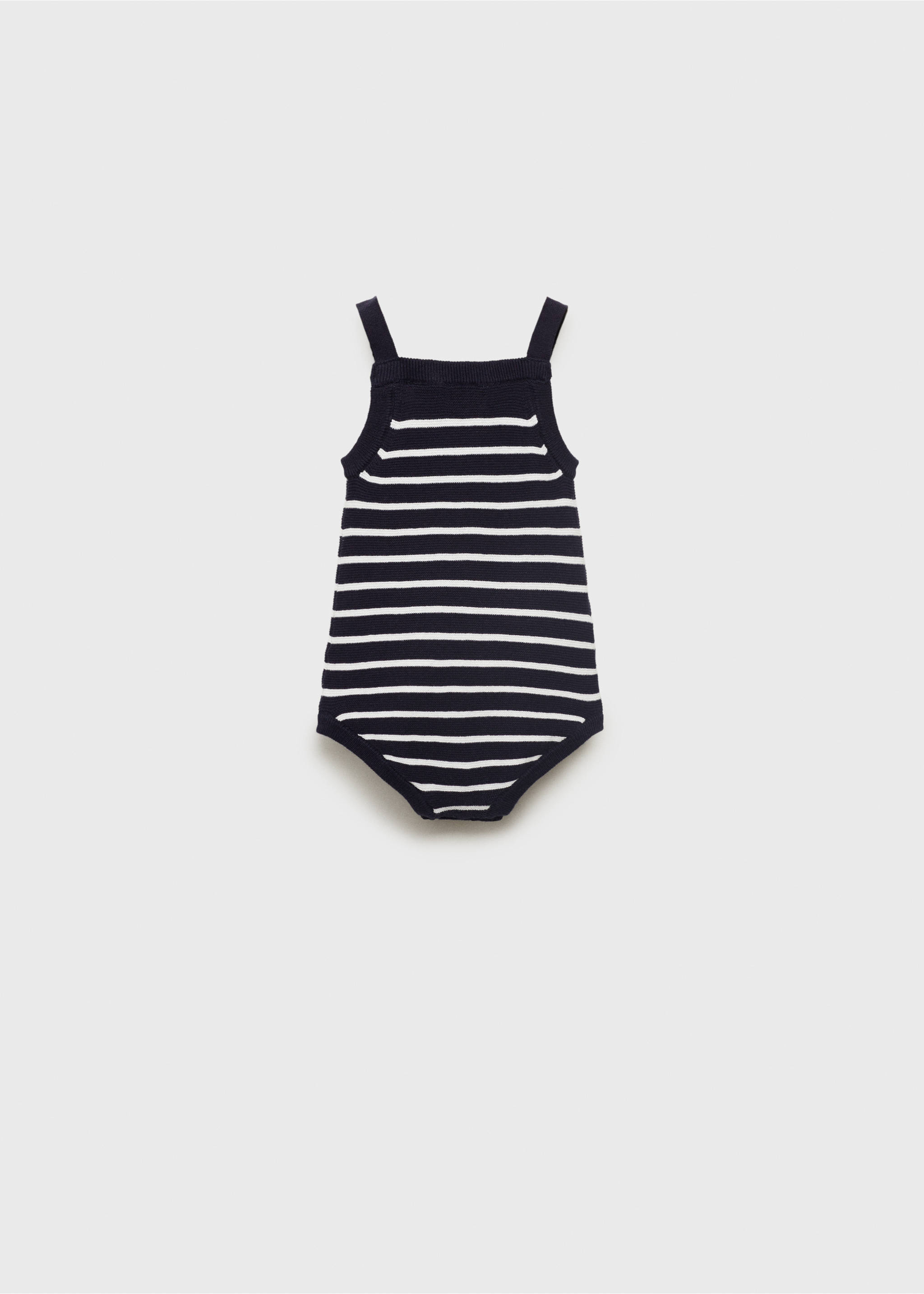 Striped knitted romper - Reverse of the article, Navy. Ref: 17091131-00.