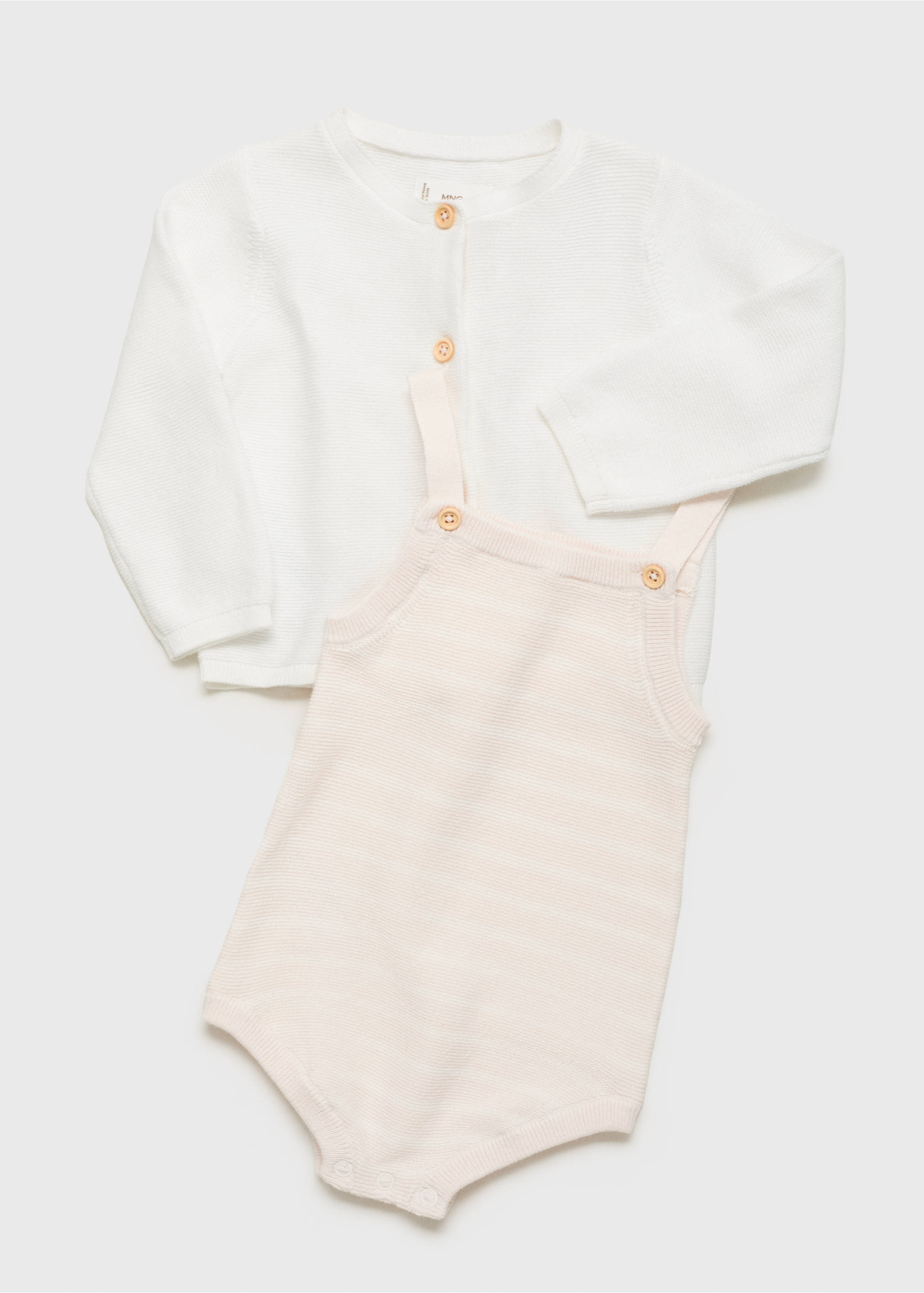Striped knitted romper - Details of the article 6, Light Pink. Ref: 17091131-00.
