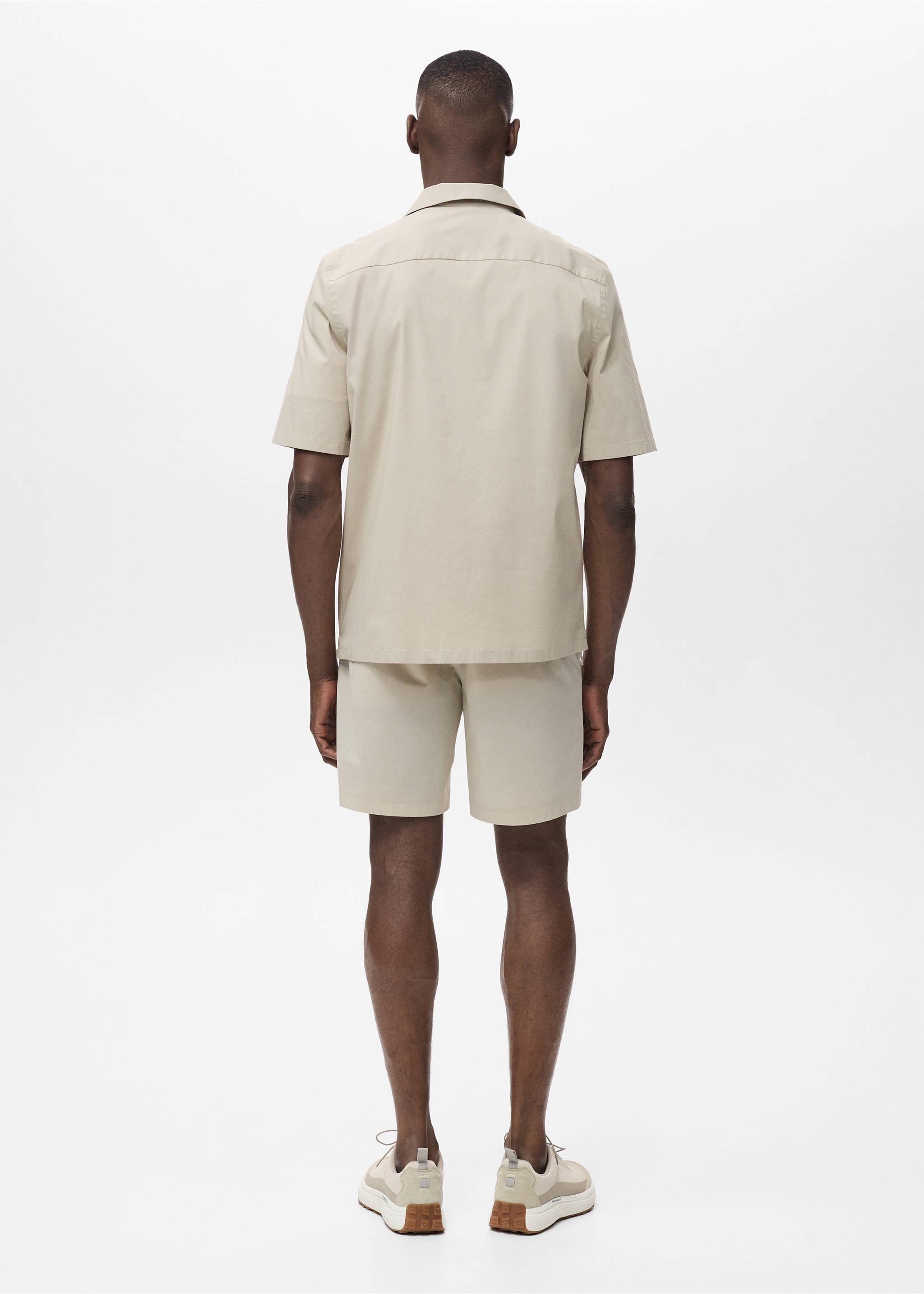Regular-fit shirt with chest pocket - Reverse of the article, Beige. Ref: 17091132-00.