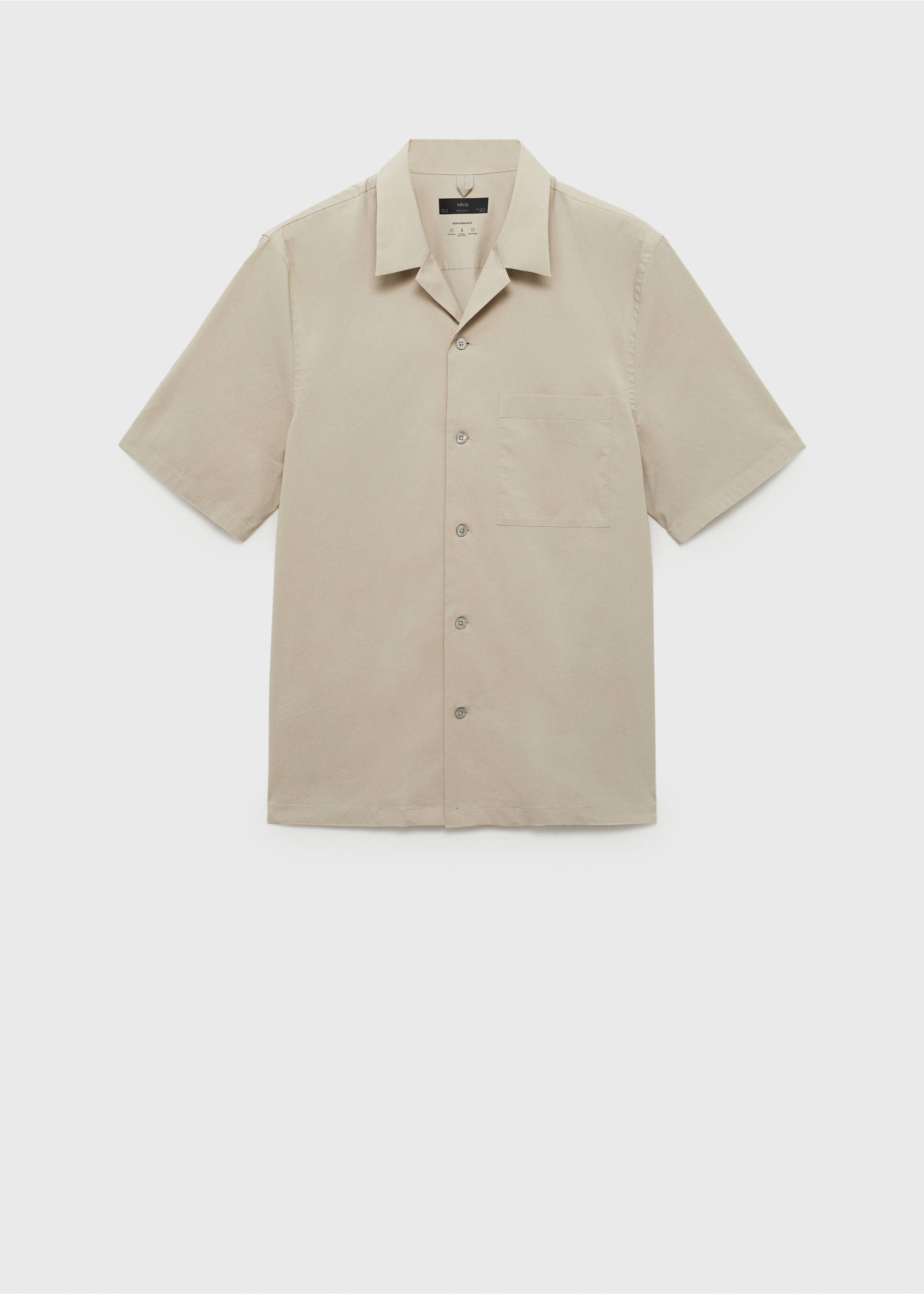 Regular-fit shirt with chest pocket - Article without model, Beige. Ref: 17091132-00.