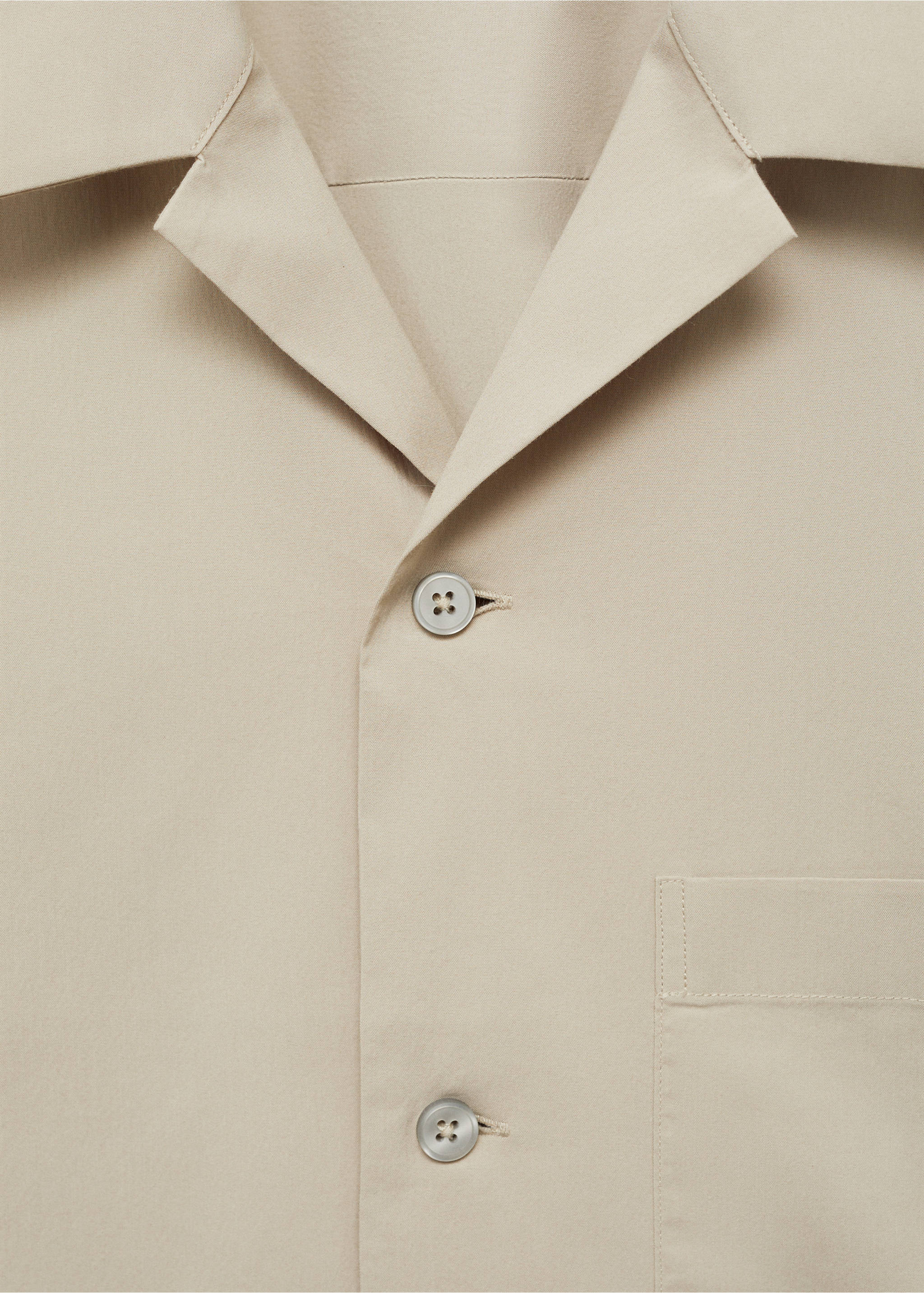 Regular-fit shirt with chest pocket - Details of the article 8, Beige. Ref: 17091132-00.