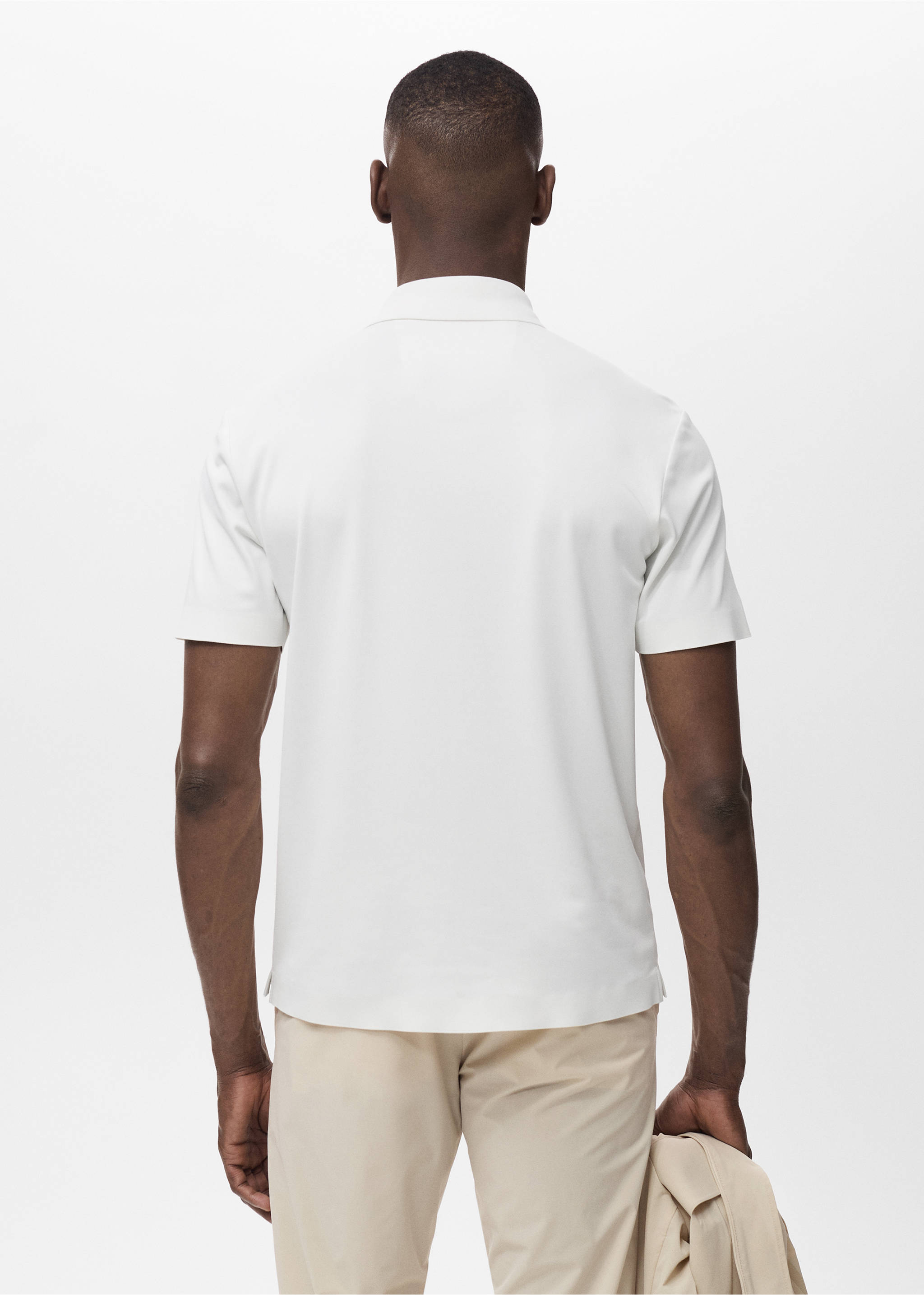 COOLMAX® slim fit polo shirt - Reverse of the article, White. Ref: 17091133-00.