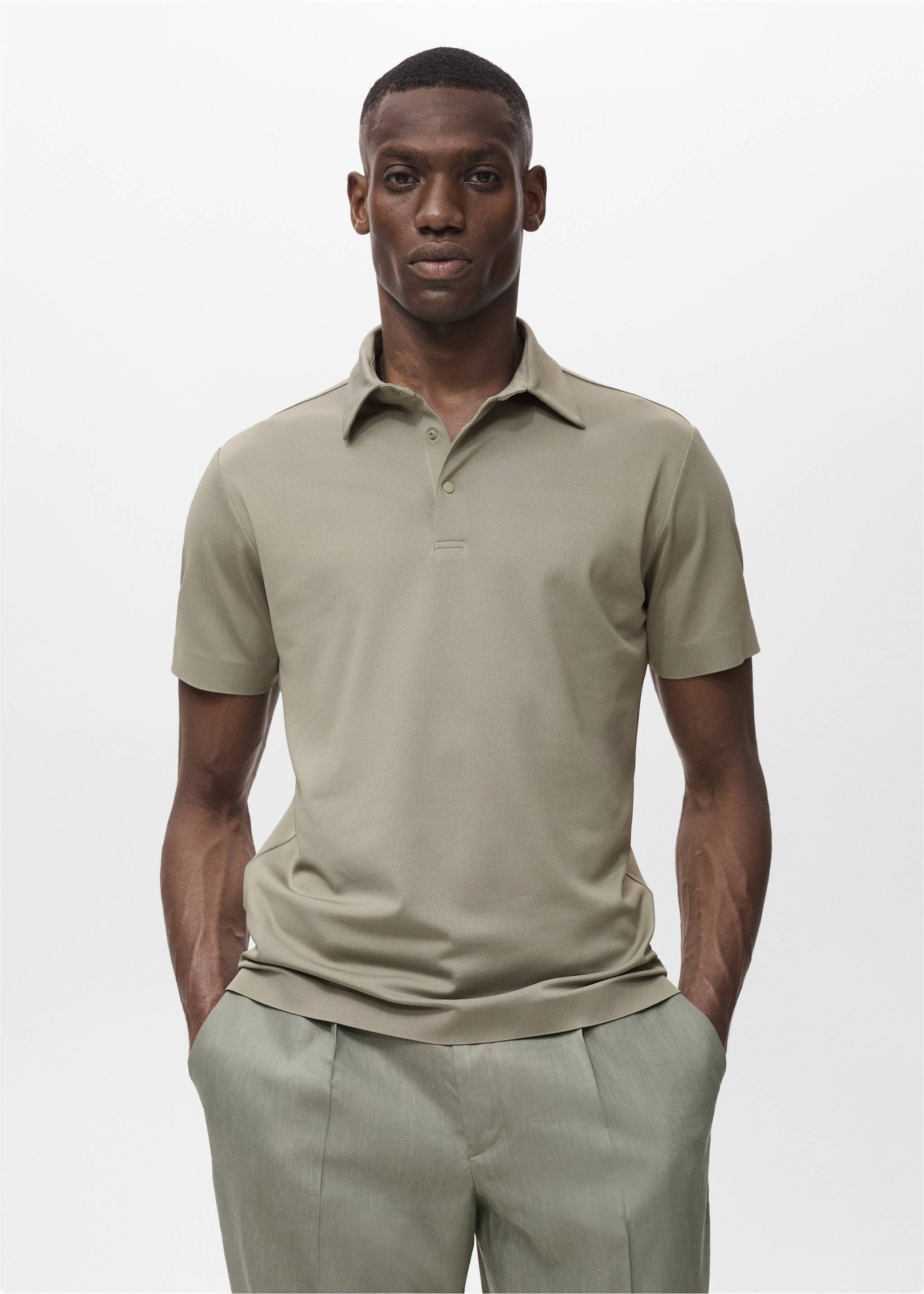 COOLMAX® slim fit polo shirt - Medium plane, Olive Green. Ref: 17091133-00.