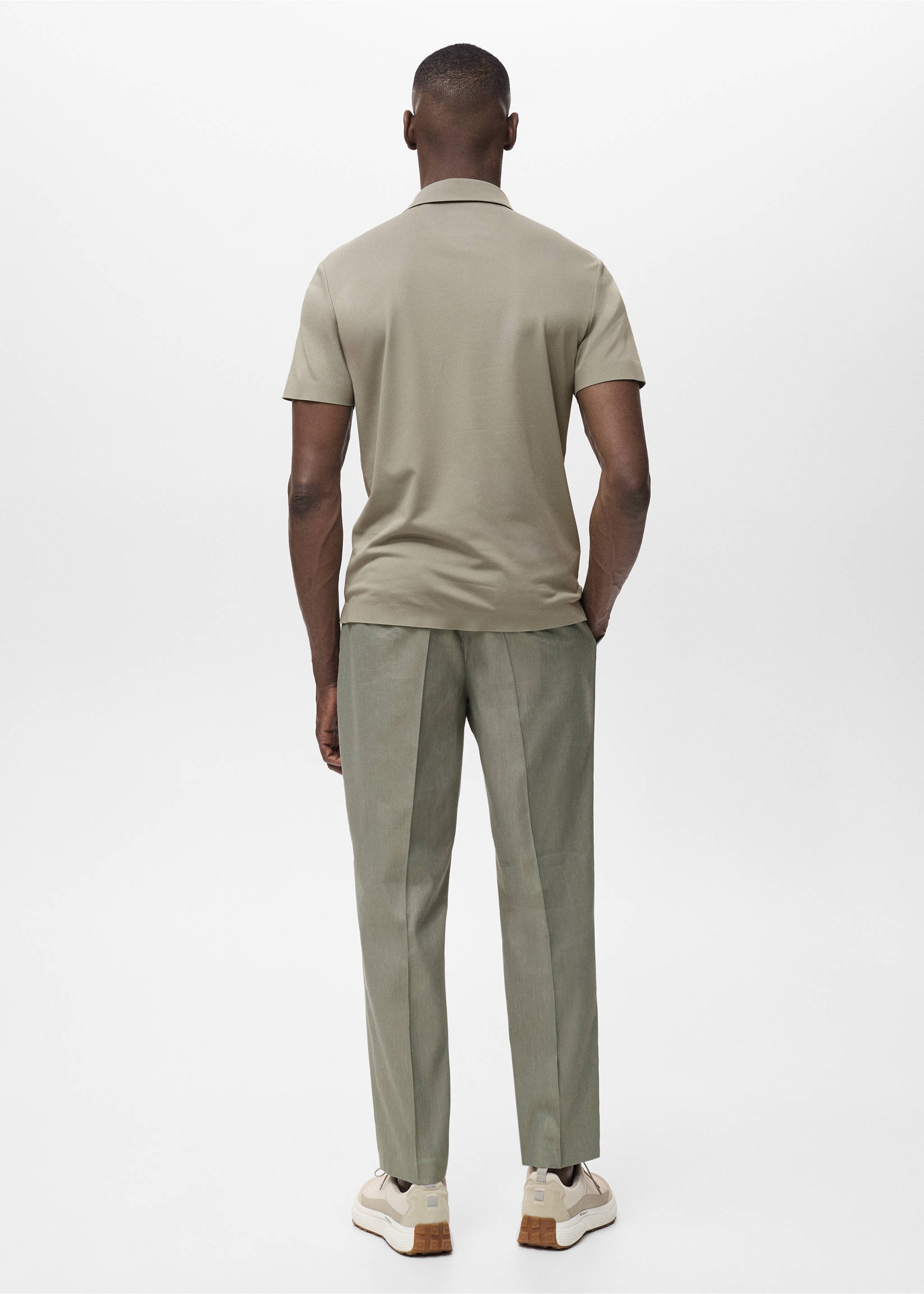COOLMAX® slim fit polo shirt - Reverse of the article, Olive Green. Ref: 17091133-00.