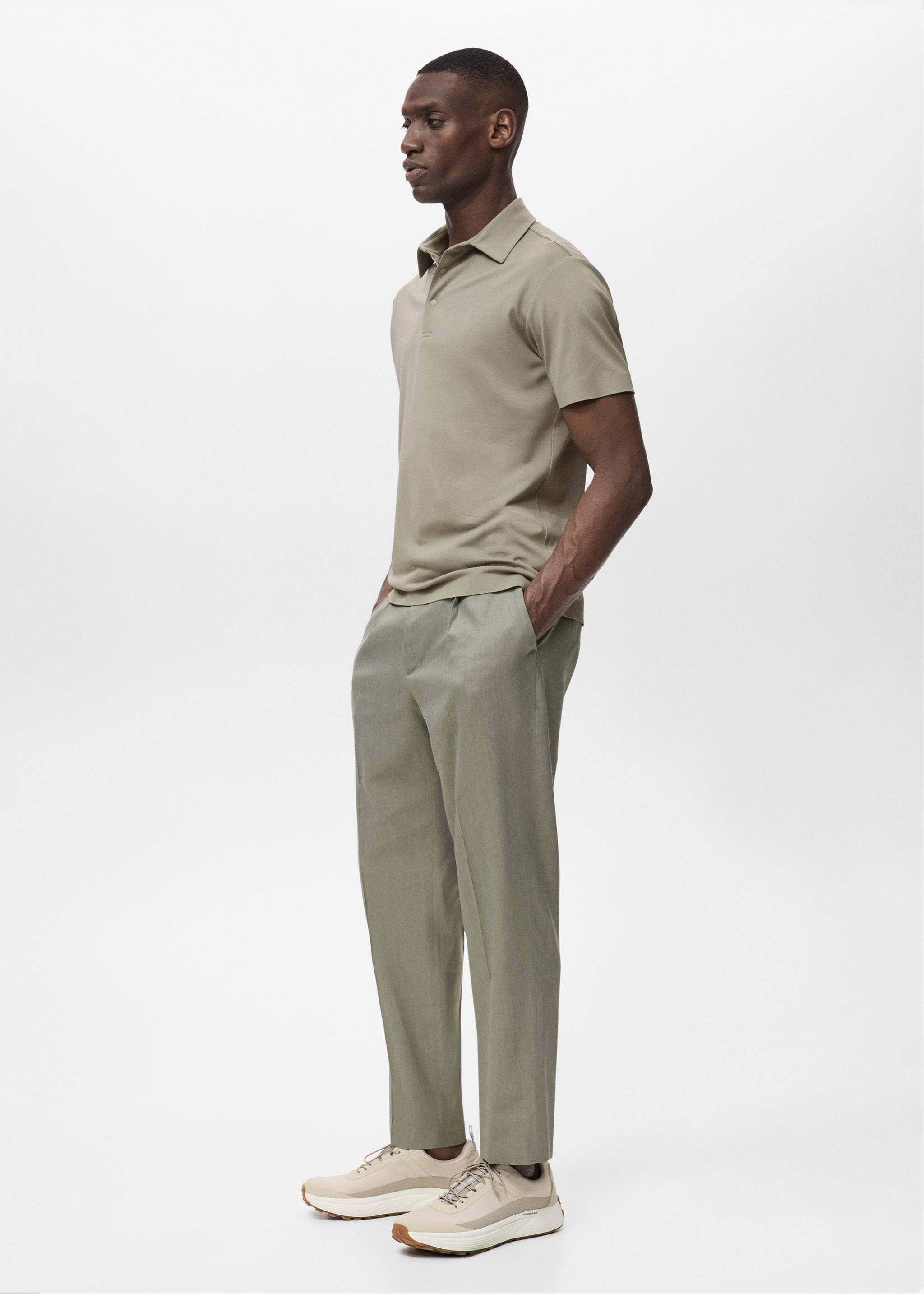 COOLMAX® slim fit polo shirt - Details of the article 2, Olive Green. Ref: 17091133-00.