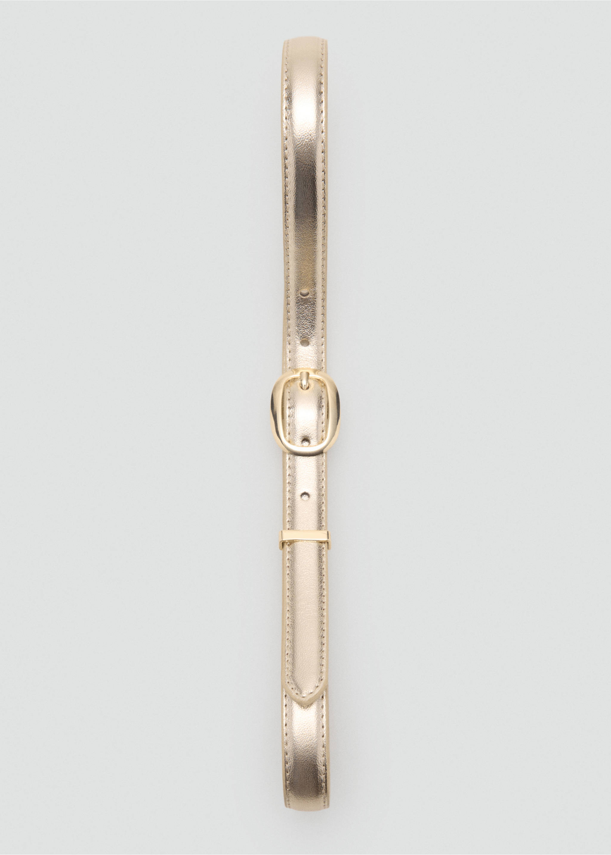 Metallic belt with oval buckle - Details of the article 2, Gold. Ref: 17091135-00.