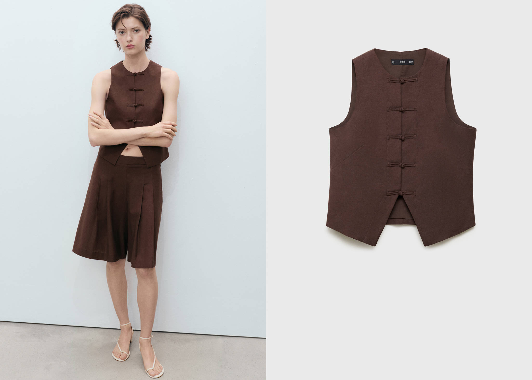 Linen-blend suit waistcoat - Panoramic plane