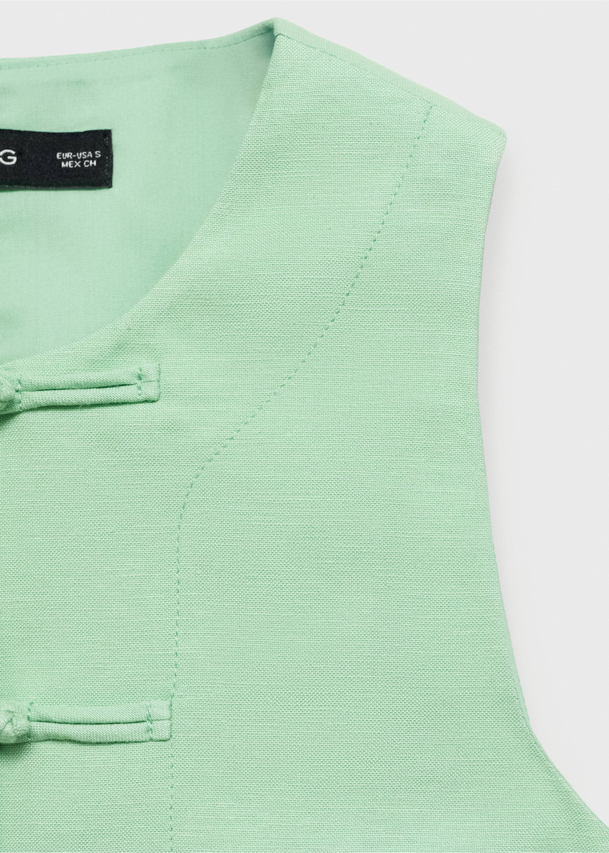 Chaleco traje mezcla lino - Detalle del artículo 8, Verde pastel. Ref: 17091140-00.