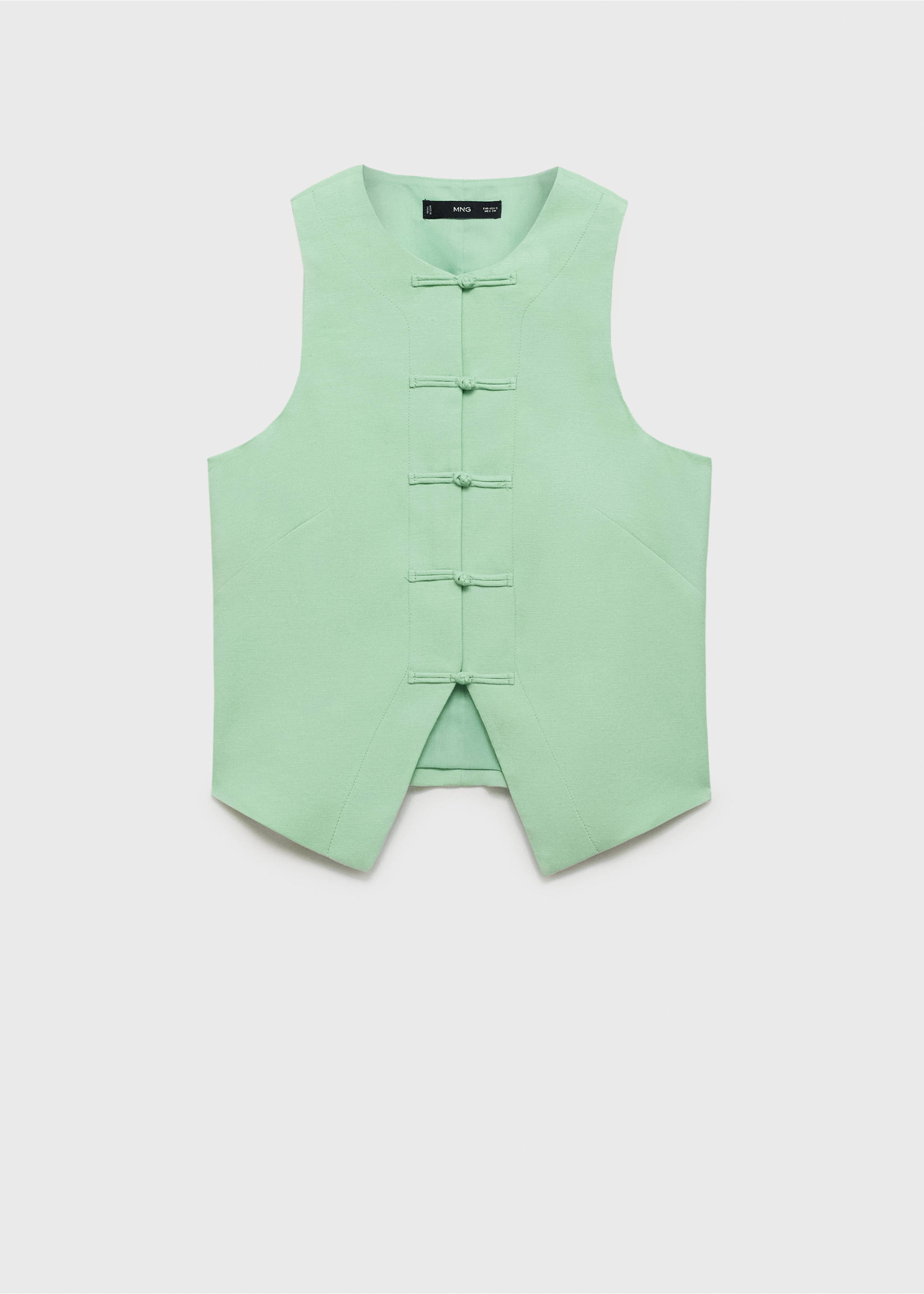 Linen-blend suit vest - Article without model, Pastel Green. Ref: 17091140-00.