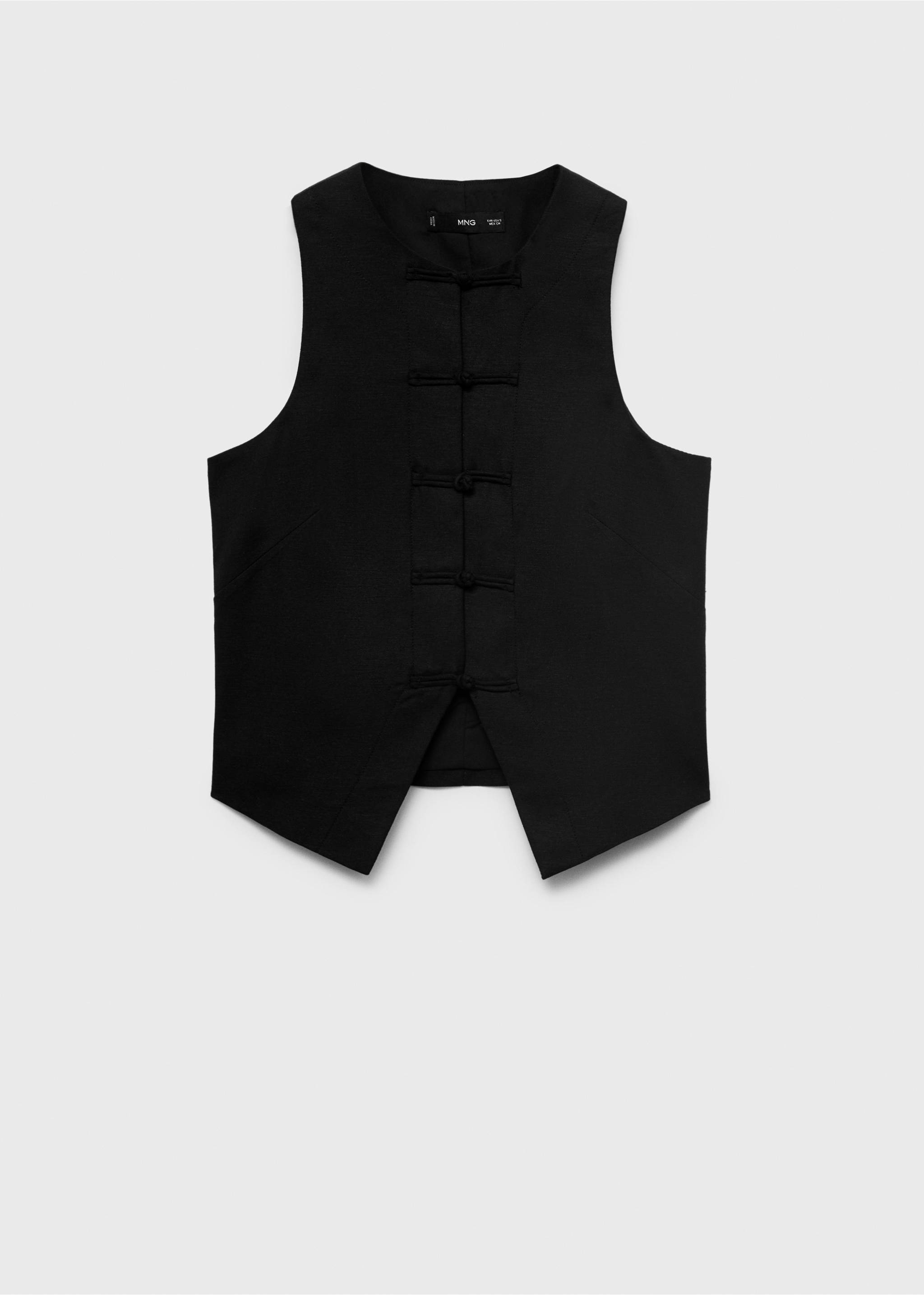 Linen-blend suit waistcoat - Article without model, Black. Ref: 17091140-00.
