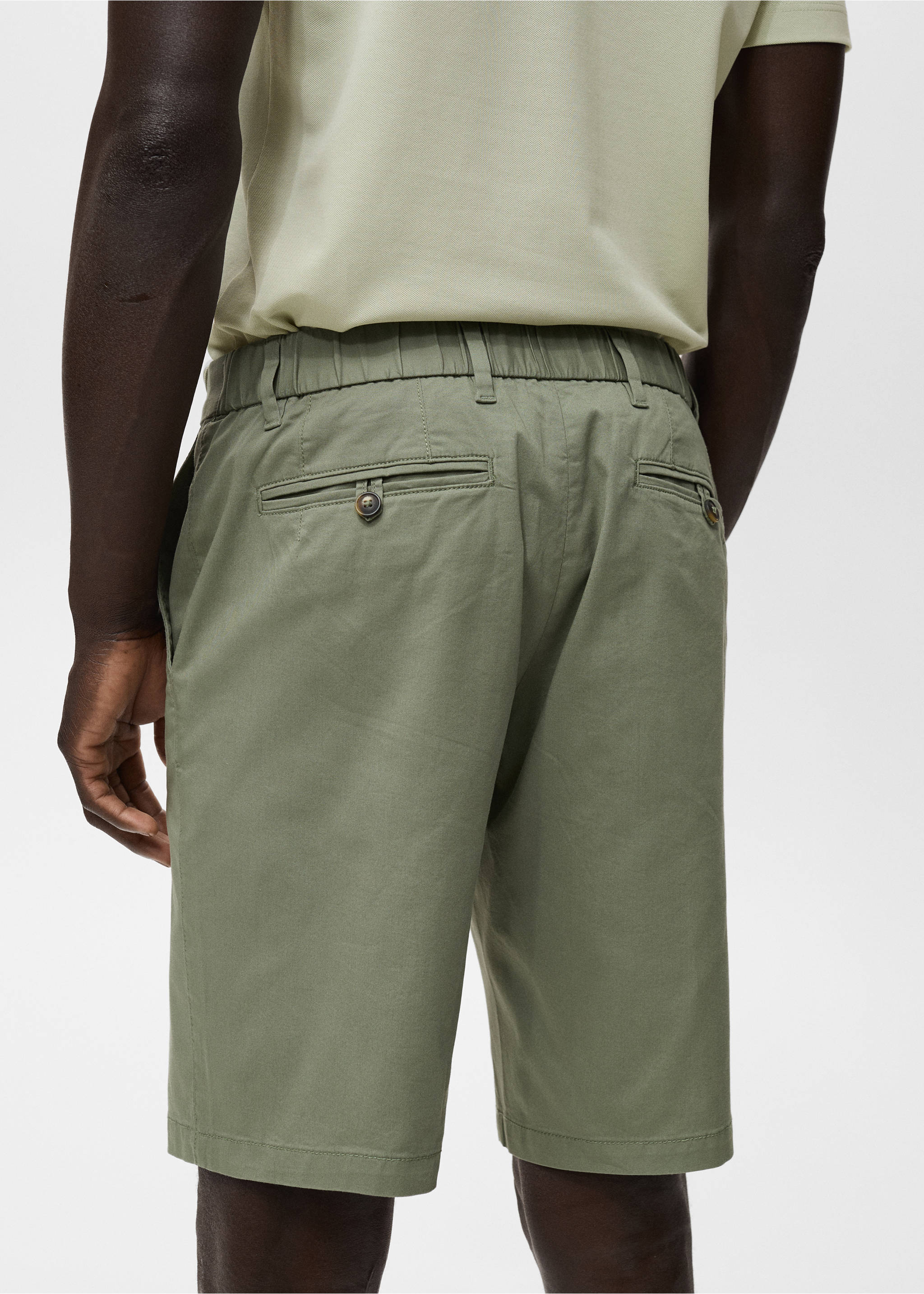 Slim-fit chino cotton bermuda shorts - Details of the article 3, Mint Green. Ref: 17091141-00.