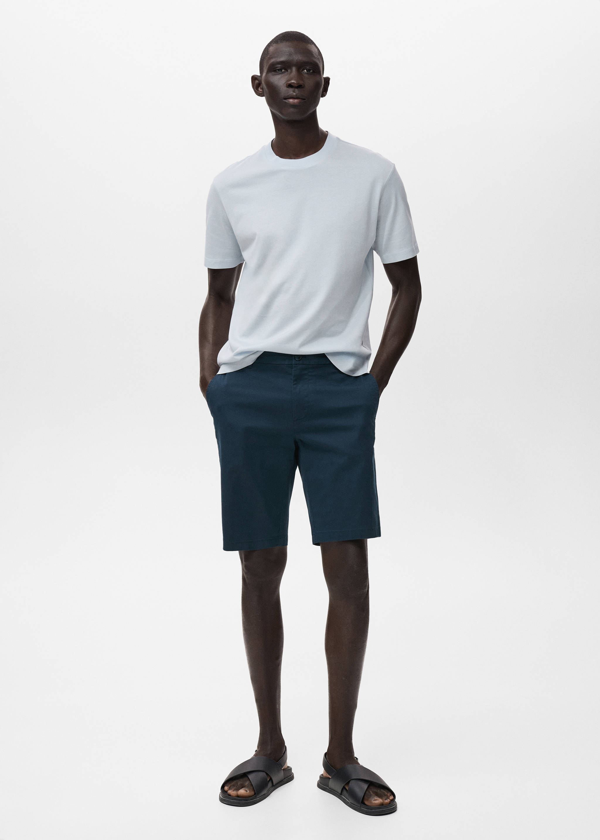 Slim-fit chino cotton bermuda shorts - General plane