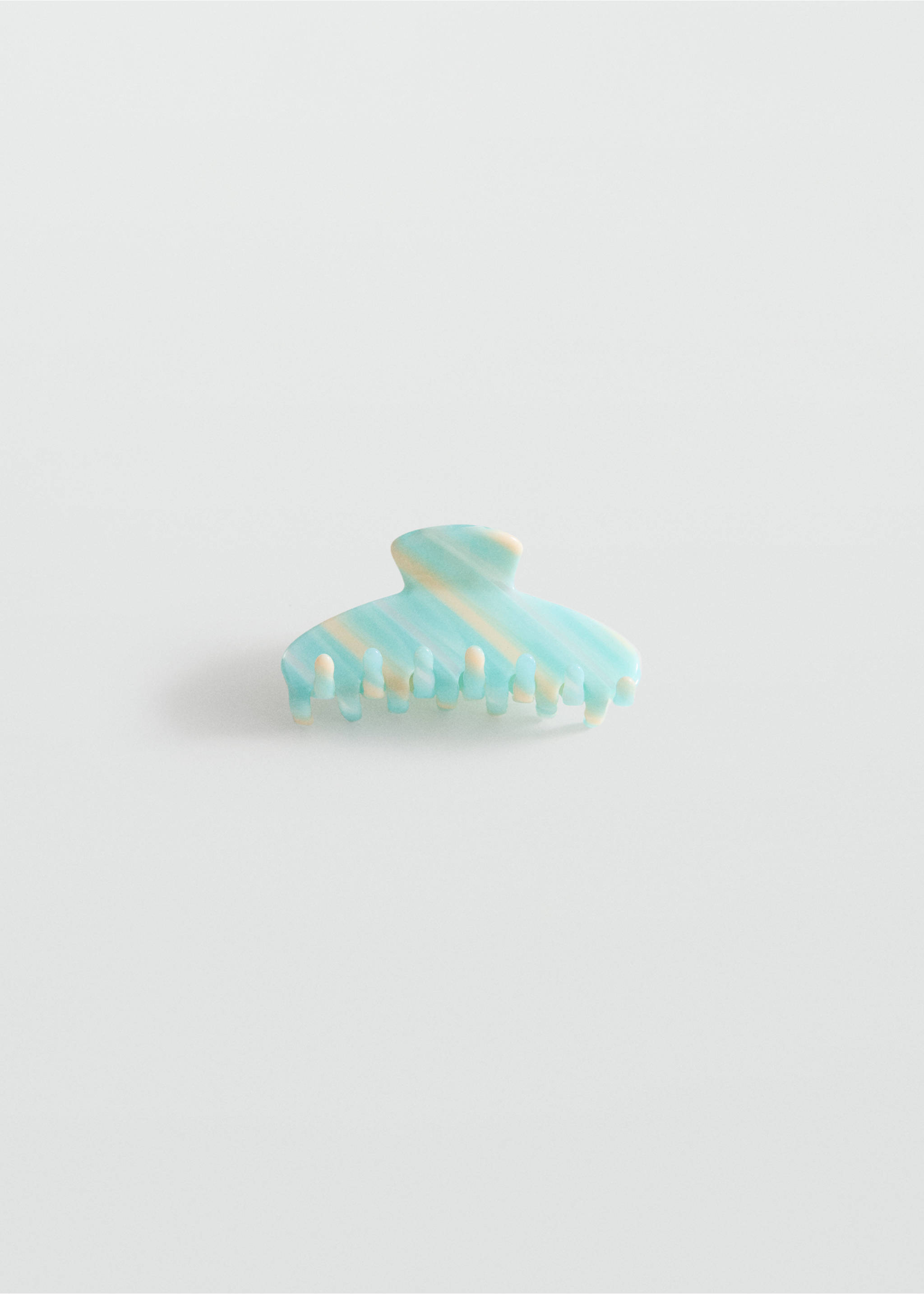 Two-tone striped hair clip - Article without model, Turquoise. Ref: 17091143-00.