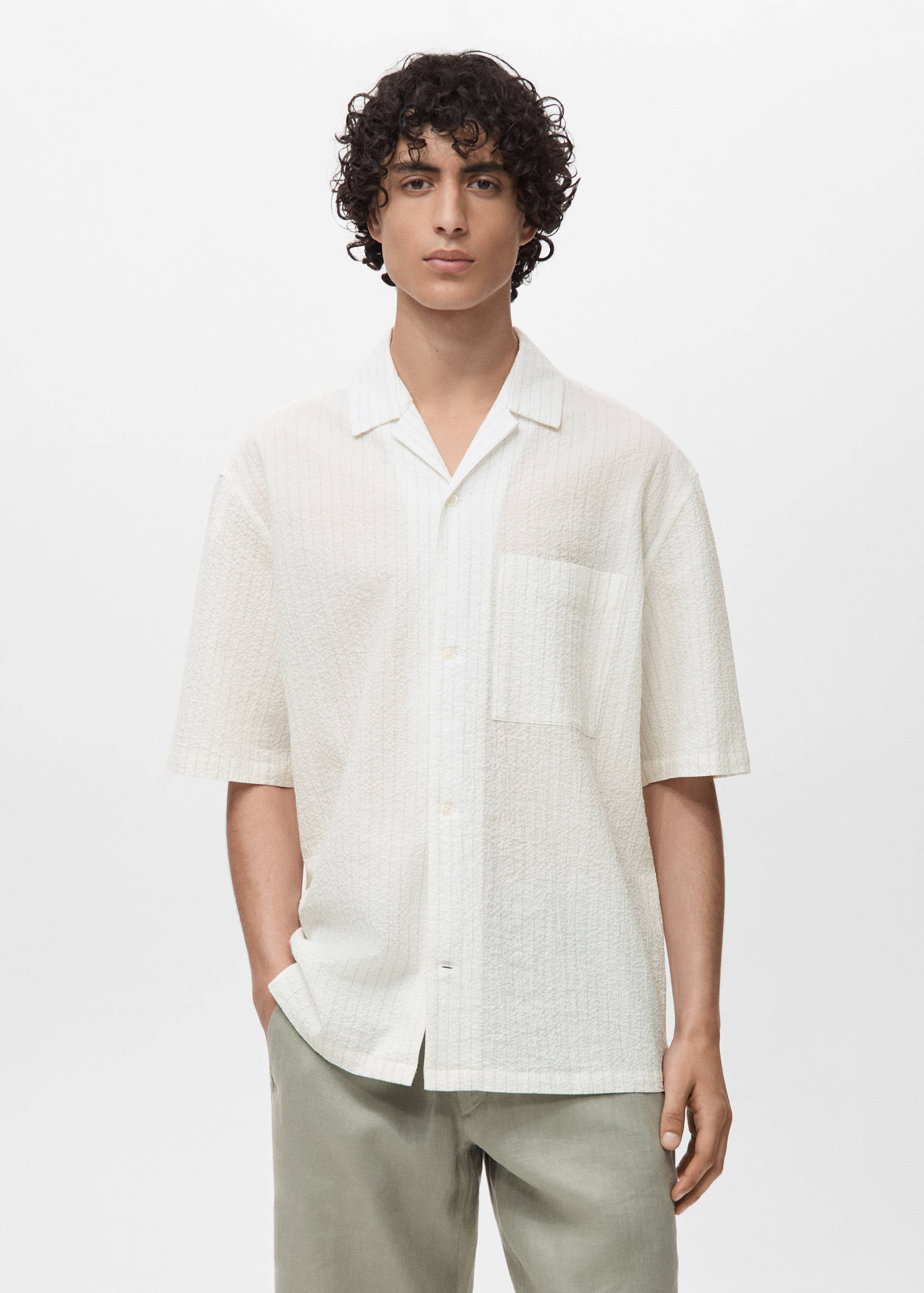 Chemise rayures tennis effet froissé - Plan moyen