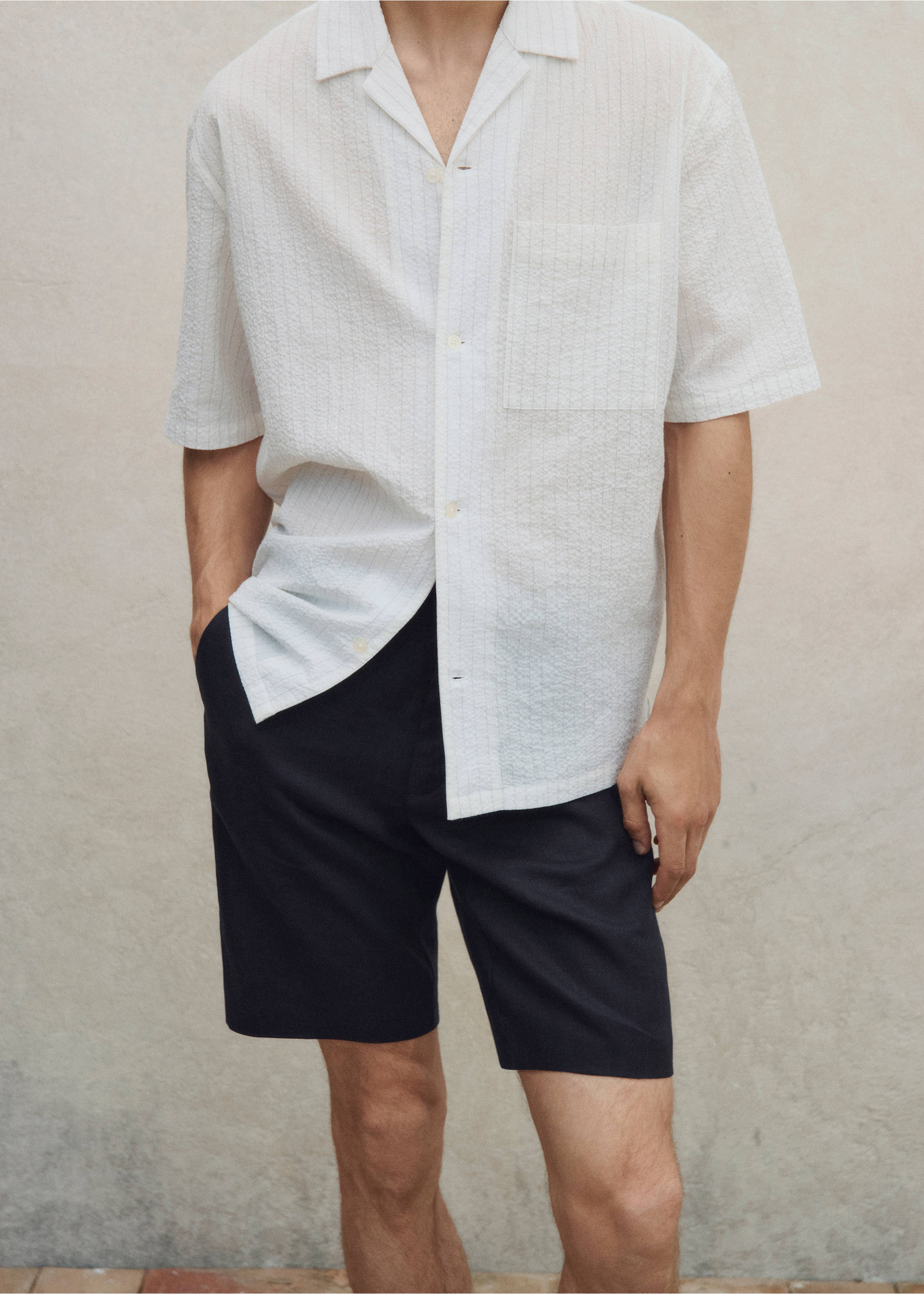 Chemise rayures tennis effet froissé - Détail de l'article 9, Blanc cassé. Ref: 17091146-00.