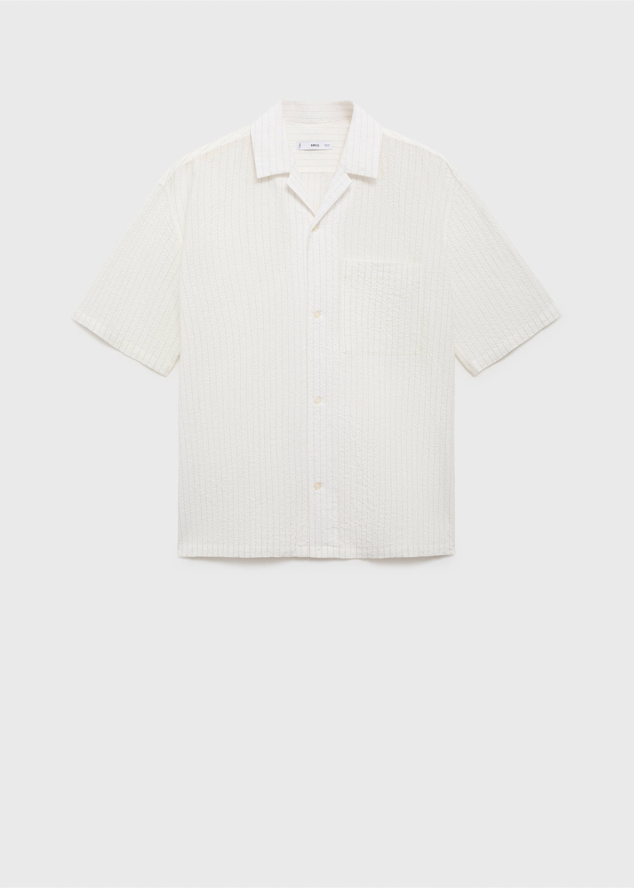 Chemise rayures tennis effet froissé - Article sans modèle, Blanc cassé. Ref: 17091146-00.