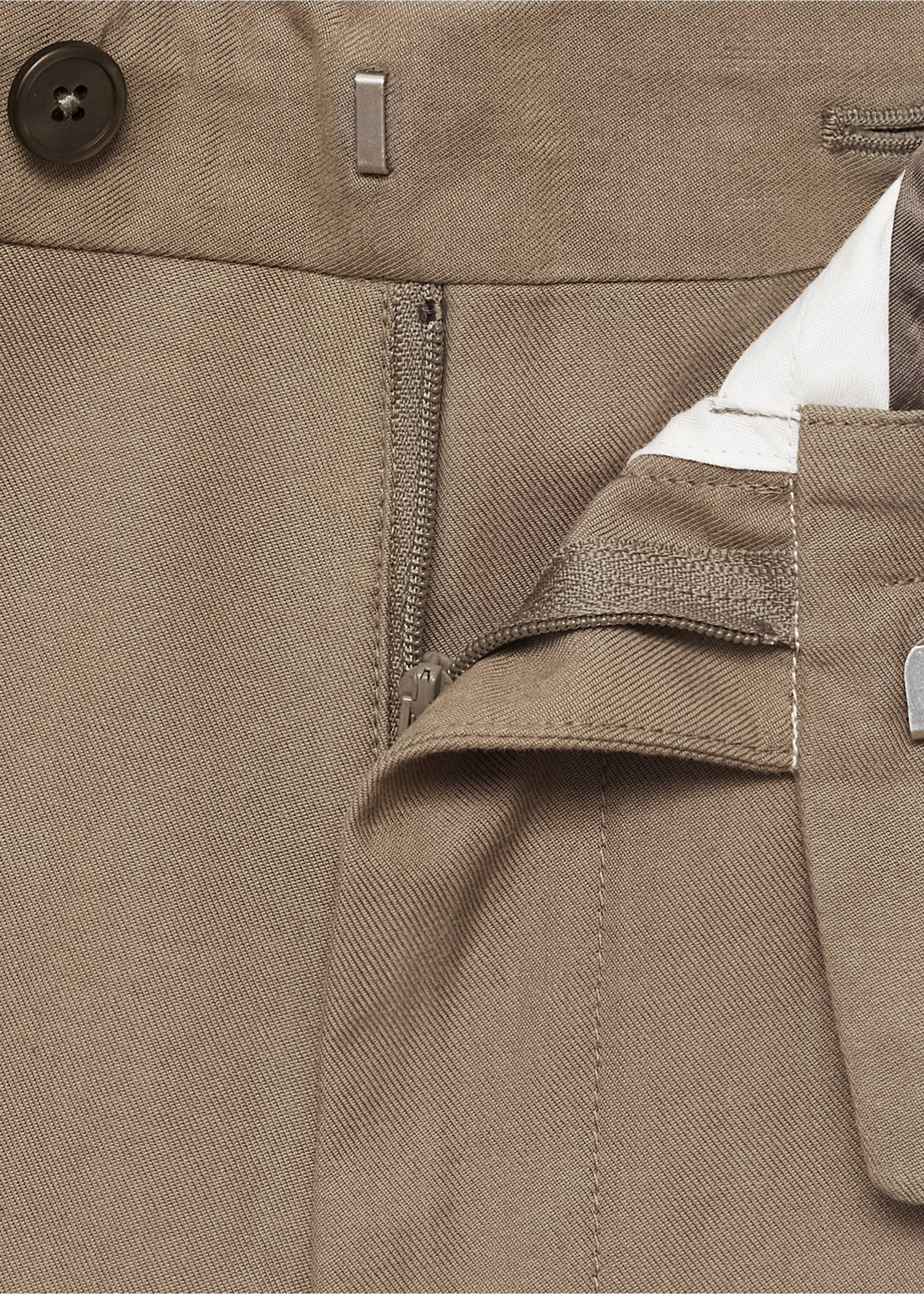 Pantalons cotó tapered crop - Detall de l'article 0, Marró. Ref: 17091148-00.
