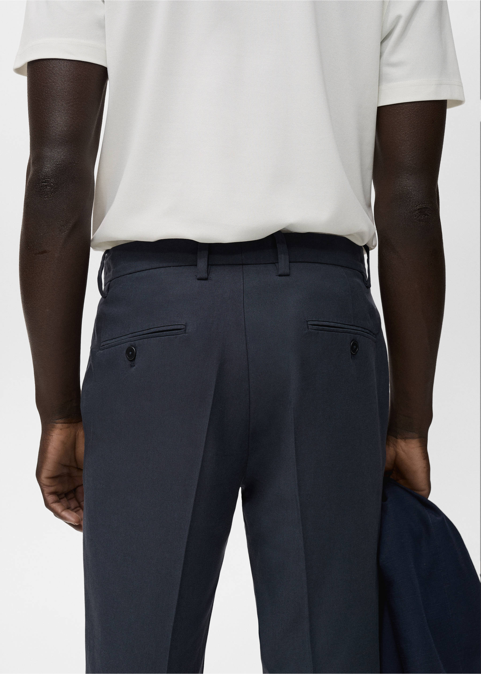 Pantalons cotó tapered crop - Detall de l'article 3, Blau marí. Ref: 17091148-00.
