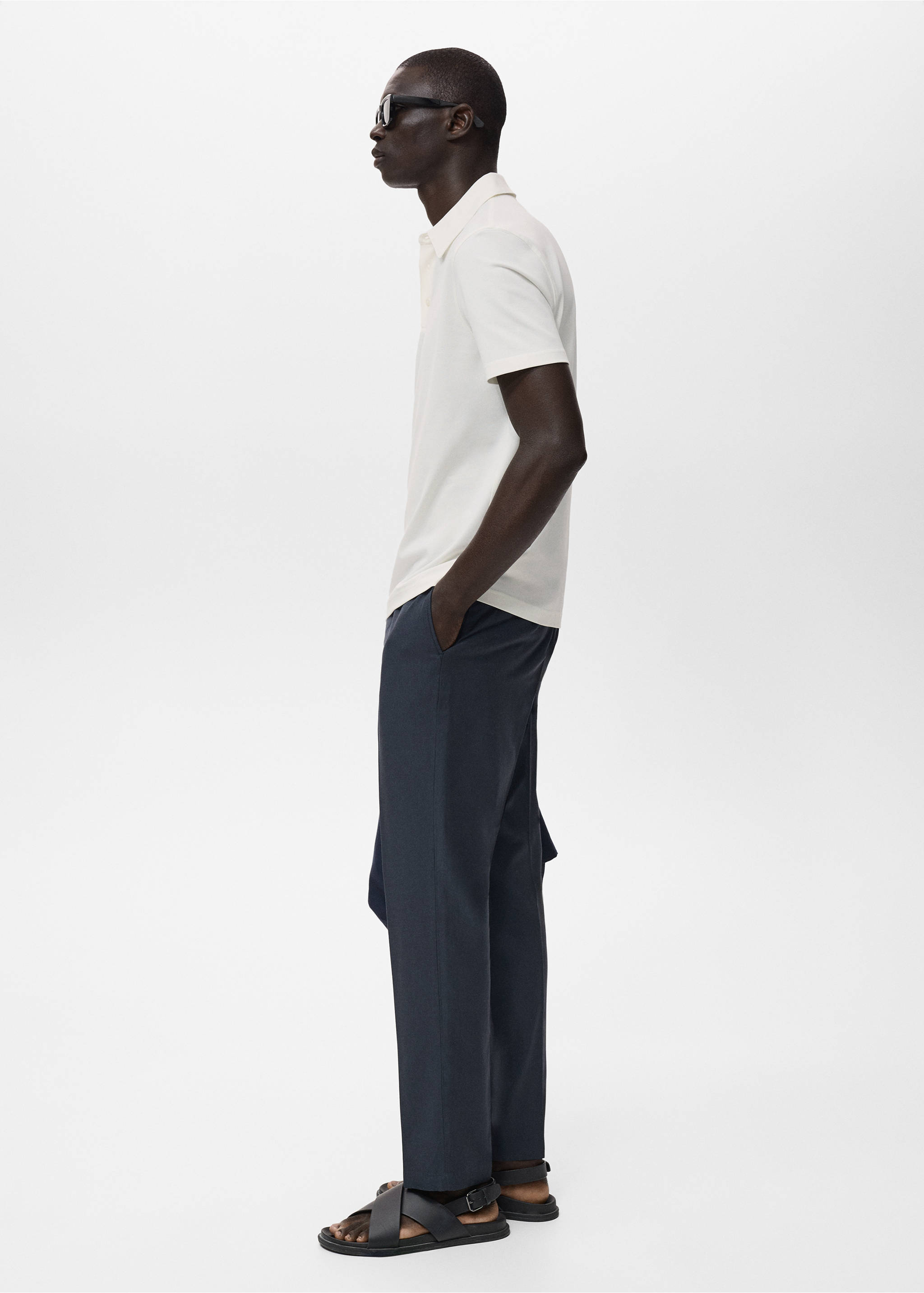 Pantalons cotó tapered crop - Detall de l'article 2, Blau marí. Ref: 17091148-00.