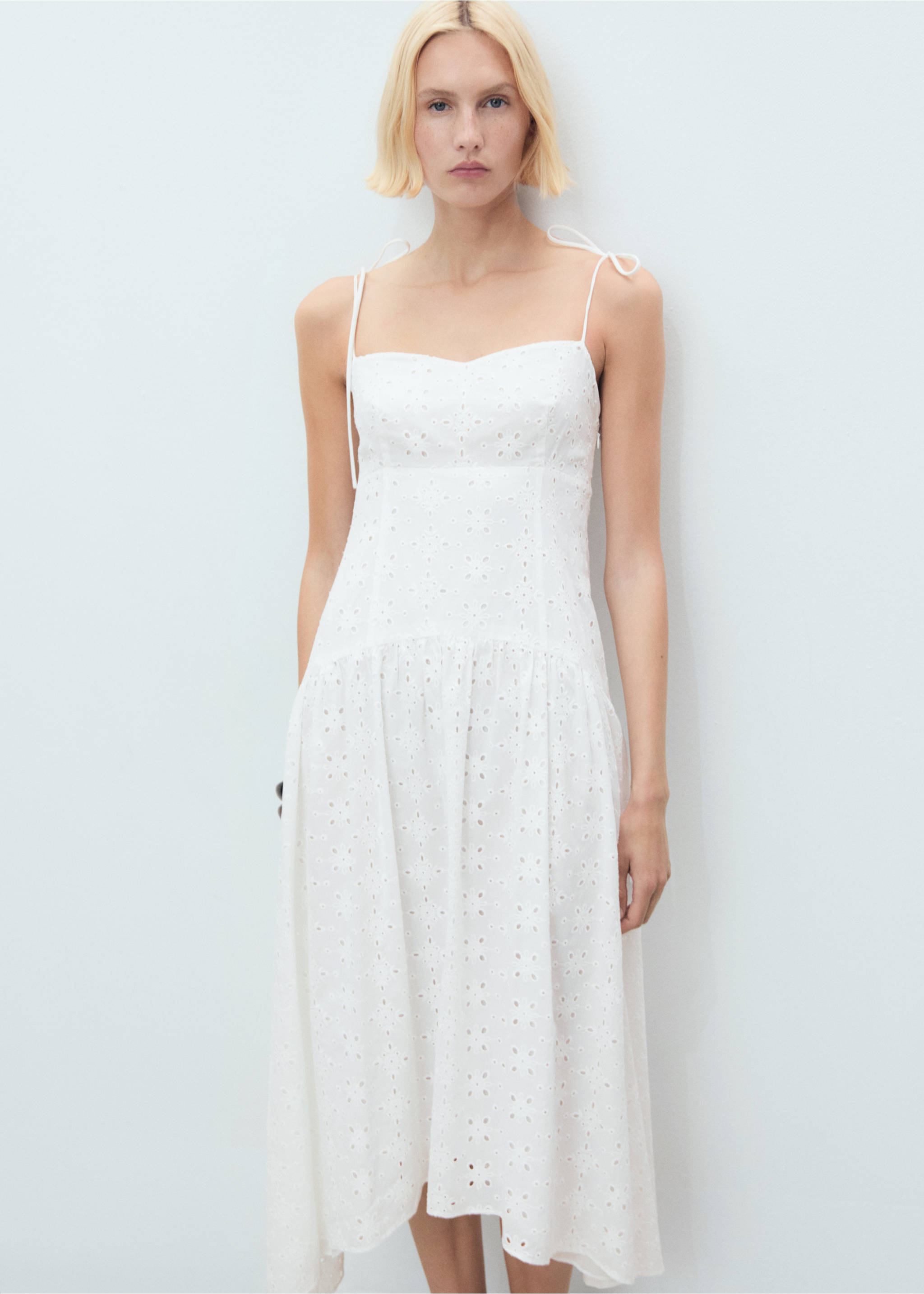 Die-cut midi-dress - Medium plane, White. Ref: 17091149-00.