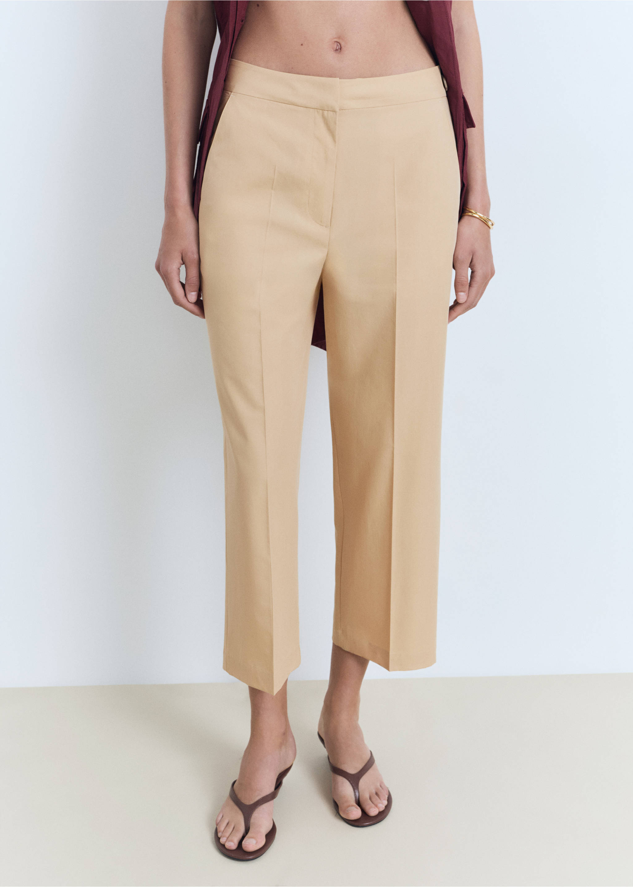 Straight-cut crop trousers - Medium plane, Medium Brown. Ref: 17091151-00.