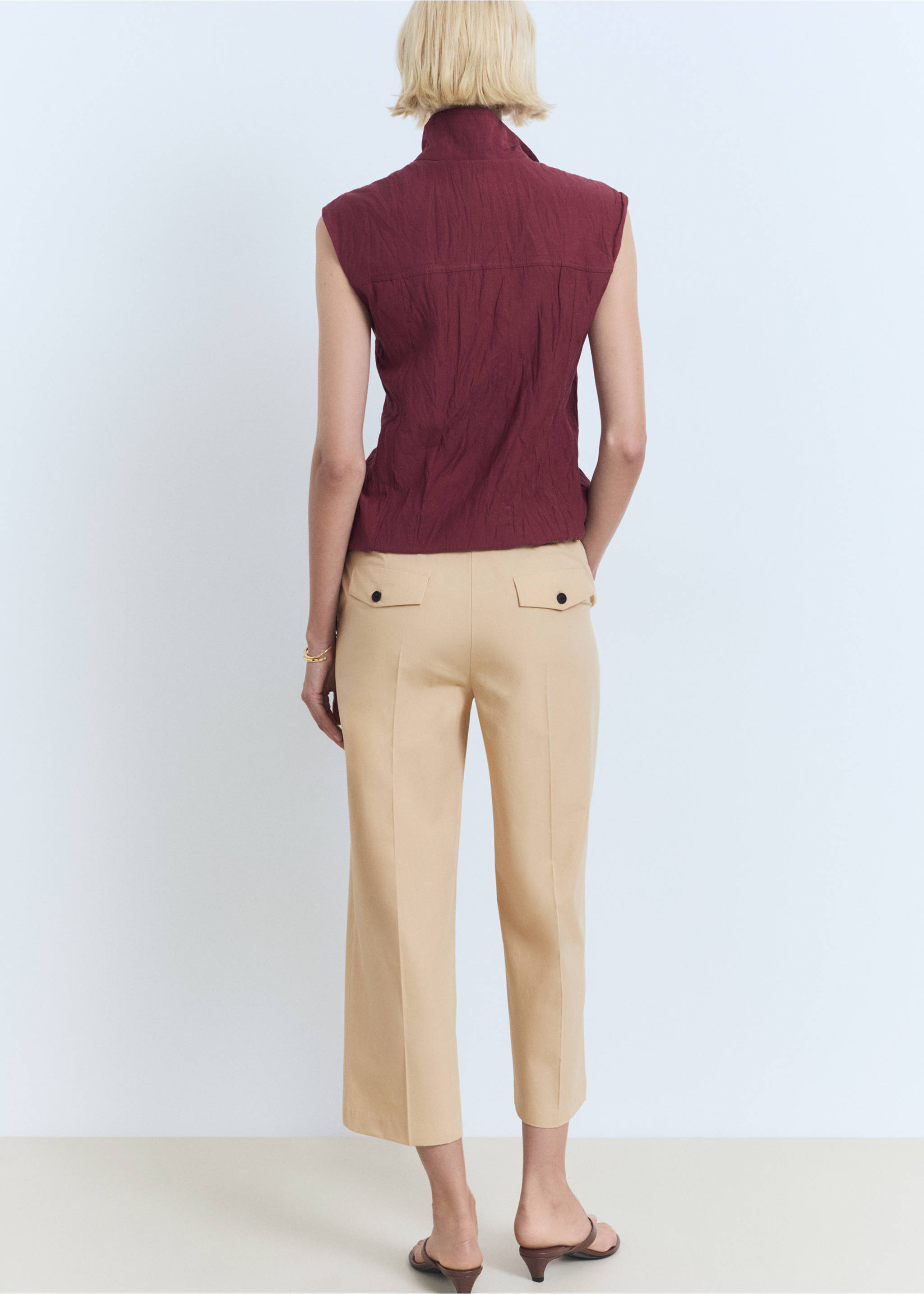 Straight-cut crop trousers - Reverse of the article, Medium Brown. Ref: 17091151-00.
