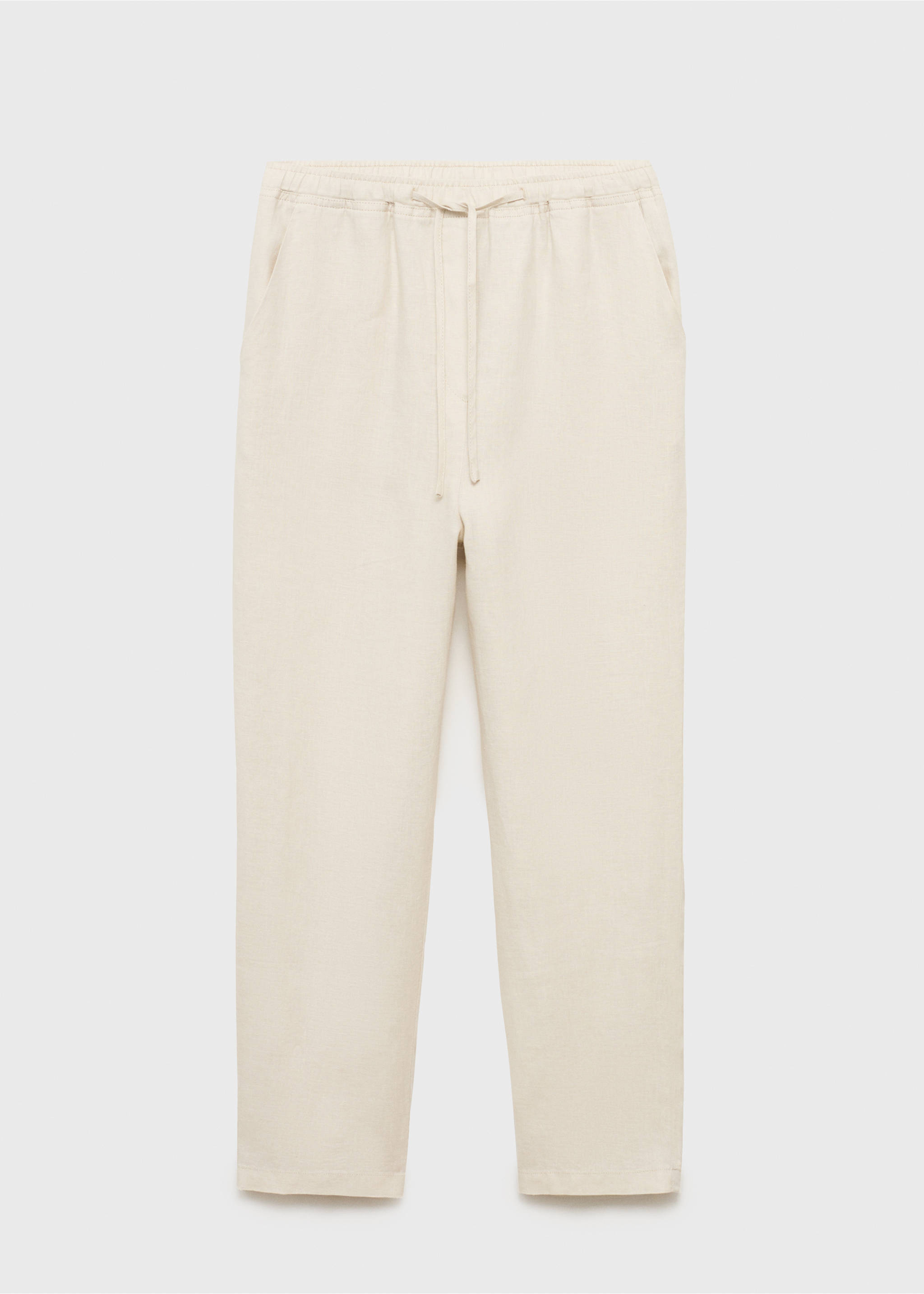 Linen trousers with drawstring - Article without model, Light/Pastel Grey. Ref: 17091162-00.