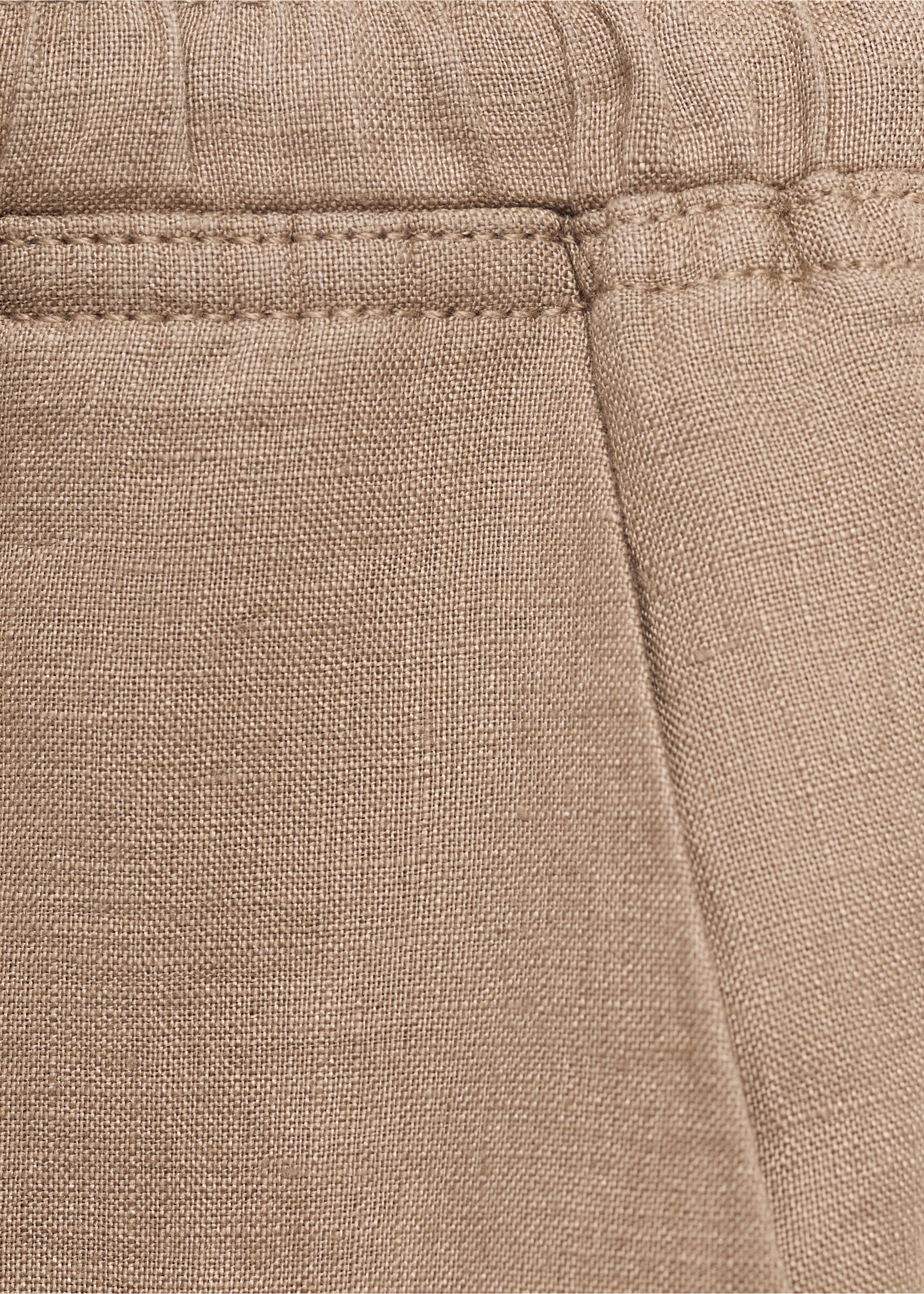 Linen trousers with drawstring - Details of the article 0, Medium Brown. Ref: 17091162-00.