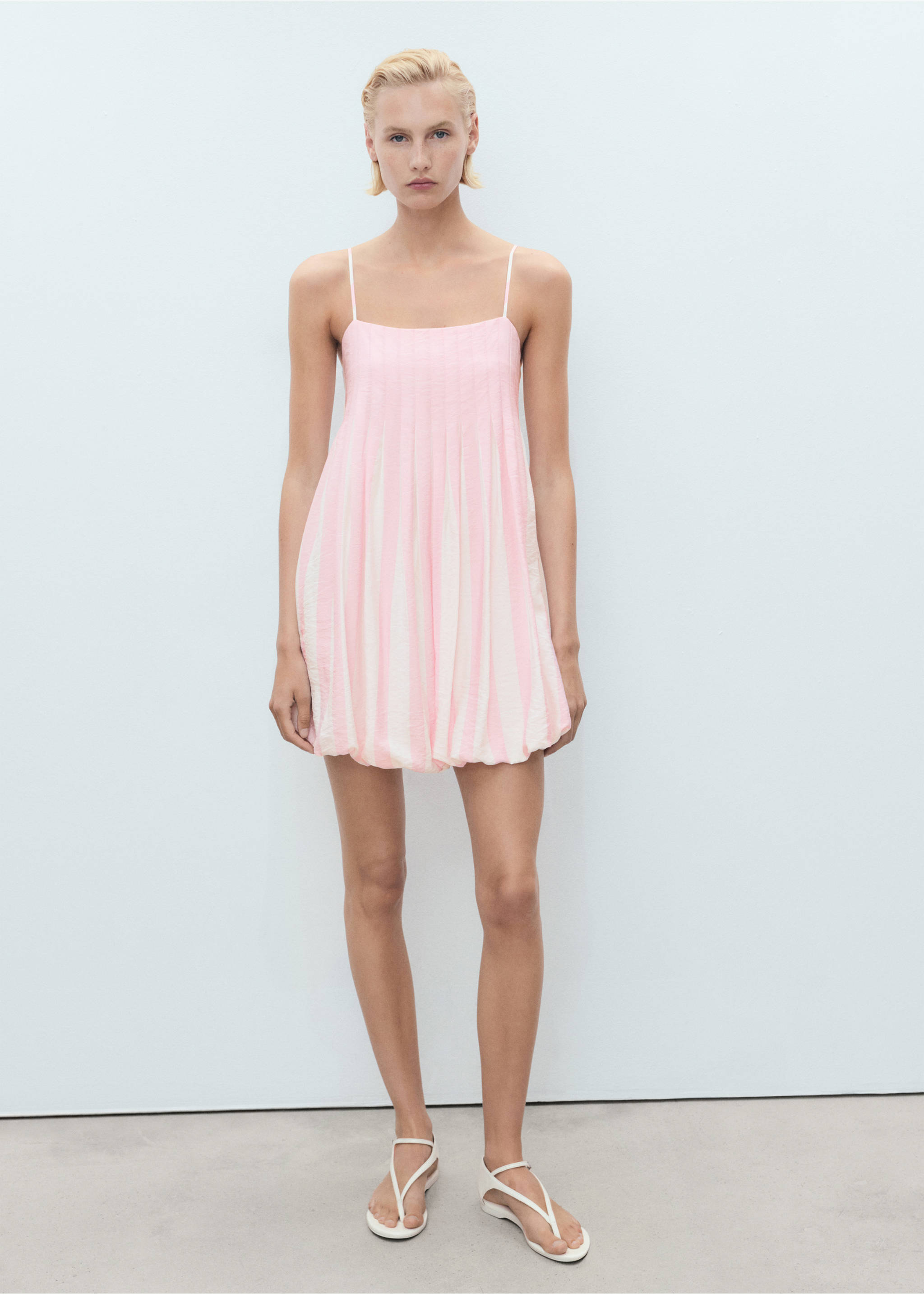 Striped balloon dress - General plane, Pastel Pink. Ref: 17091168-00.