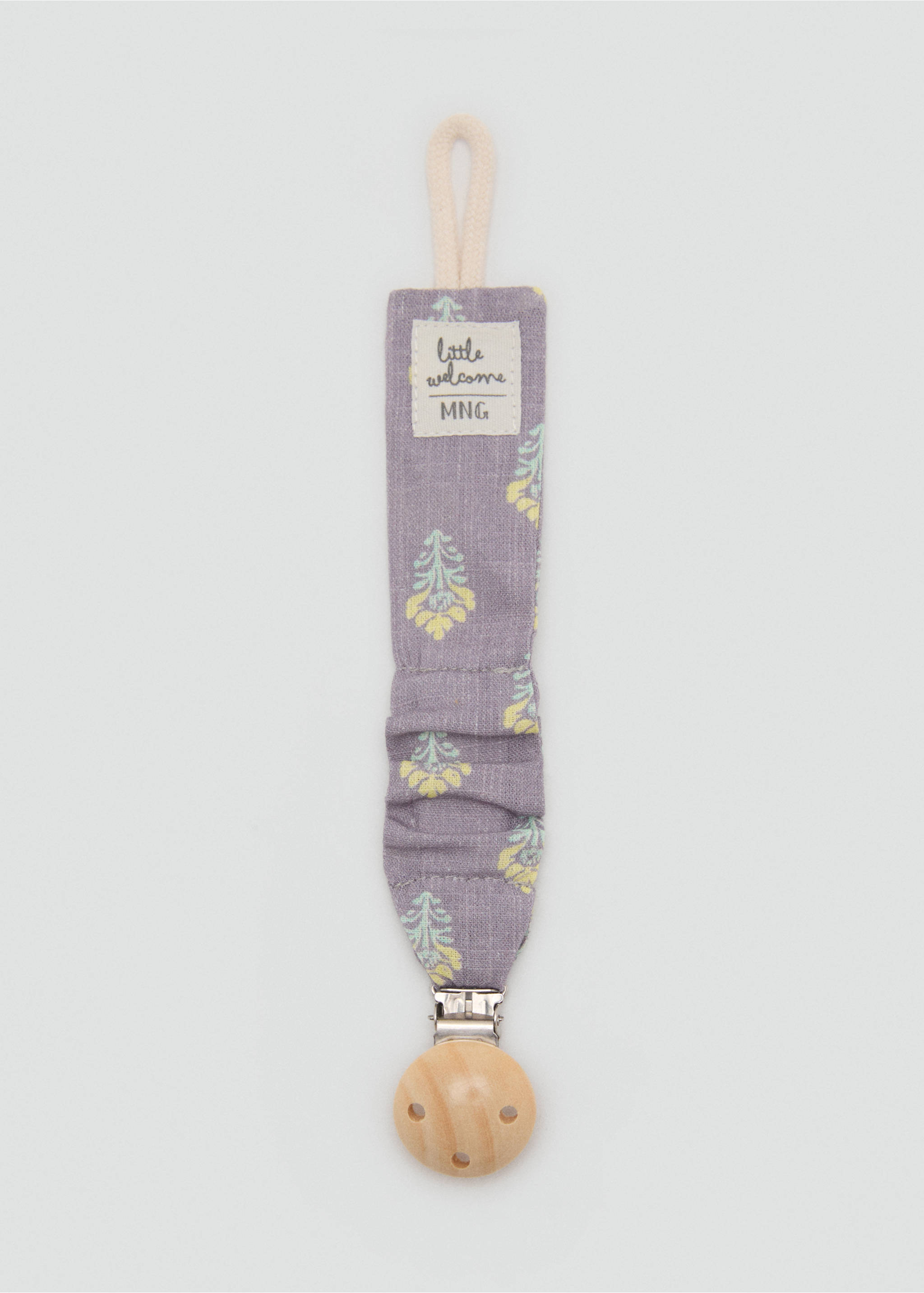 Floral cotton pacifier clip - Medium plane, Light/Pastel Purple. Ref: 17091170-00.
