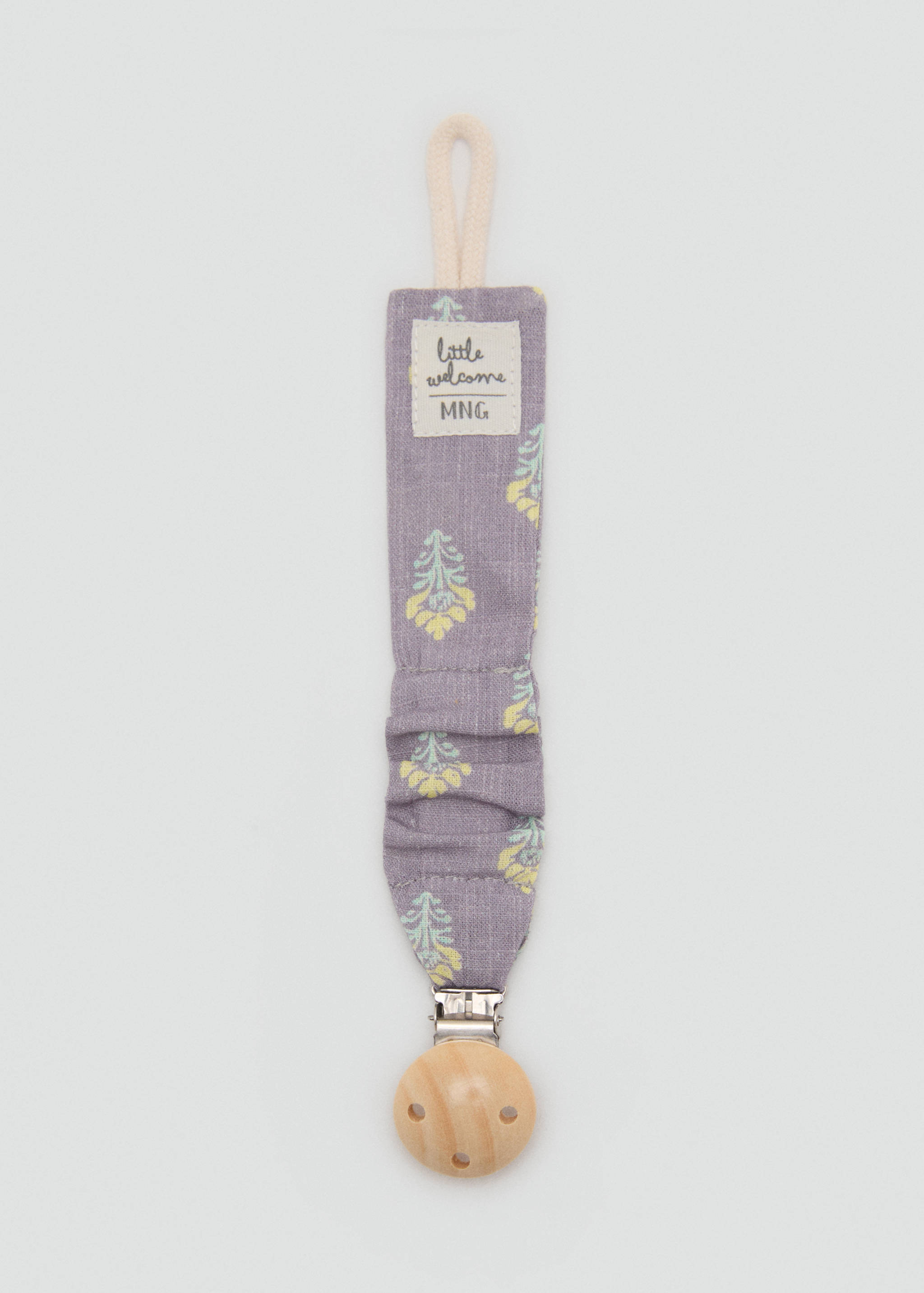 Floral cotton pacifier clip - Medium plane