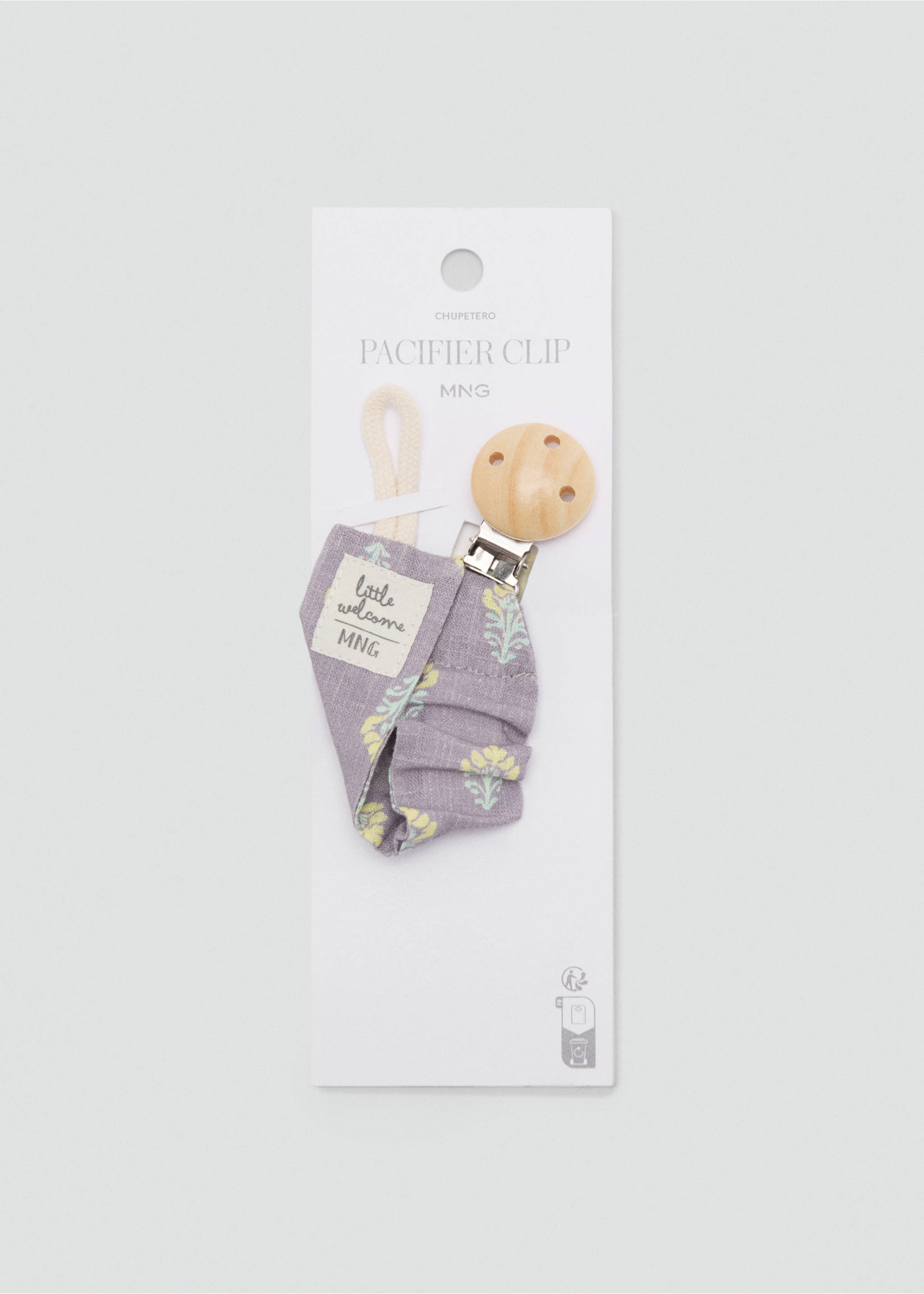 Floral cotton pacifier clip - Article without model, Light/Pastel Purple. Ref: 17091170-00.