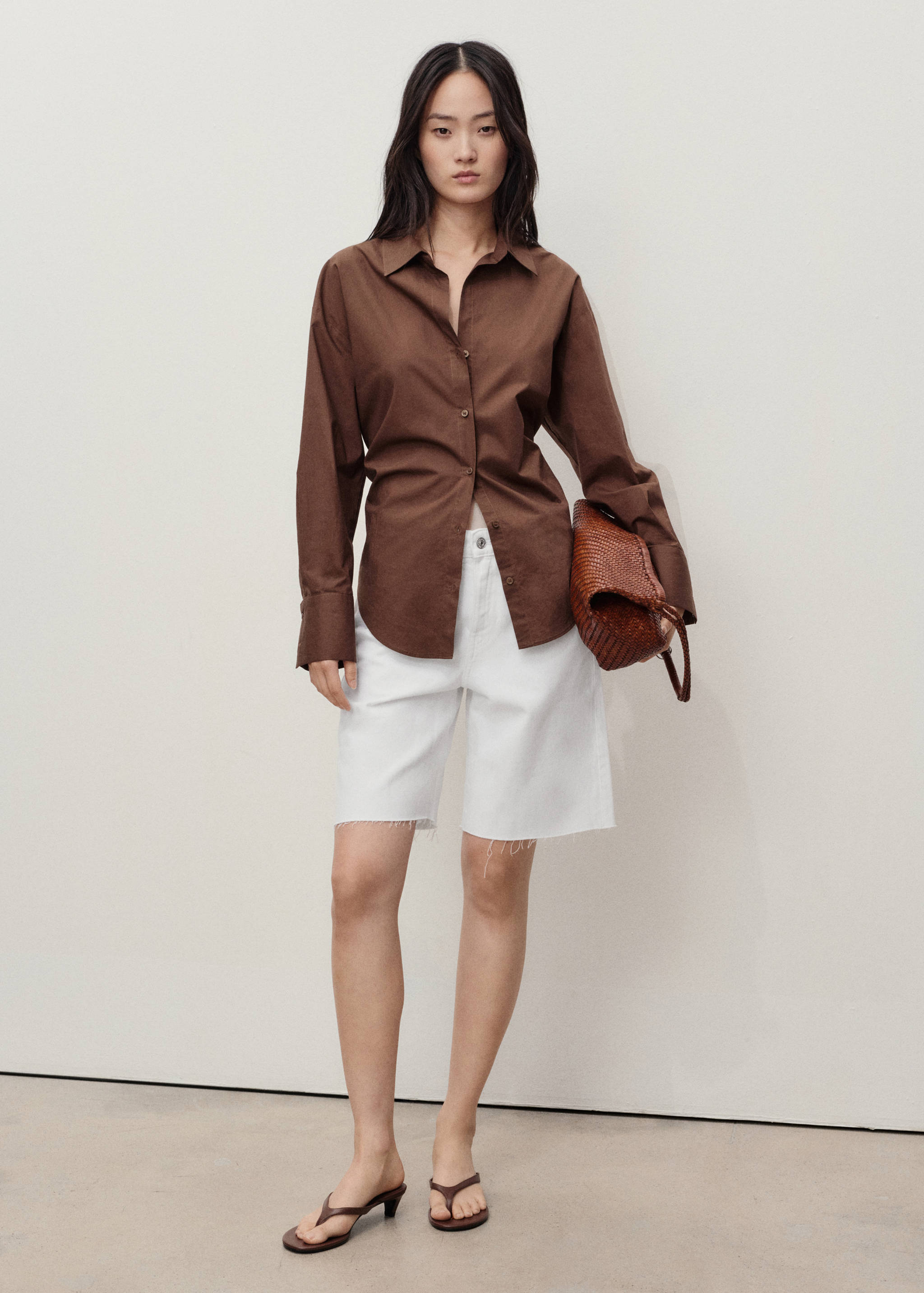 Frayed hem denim shorts - General plane