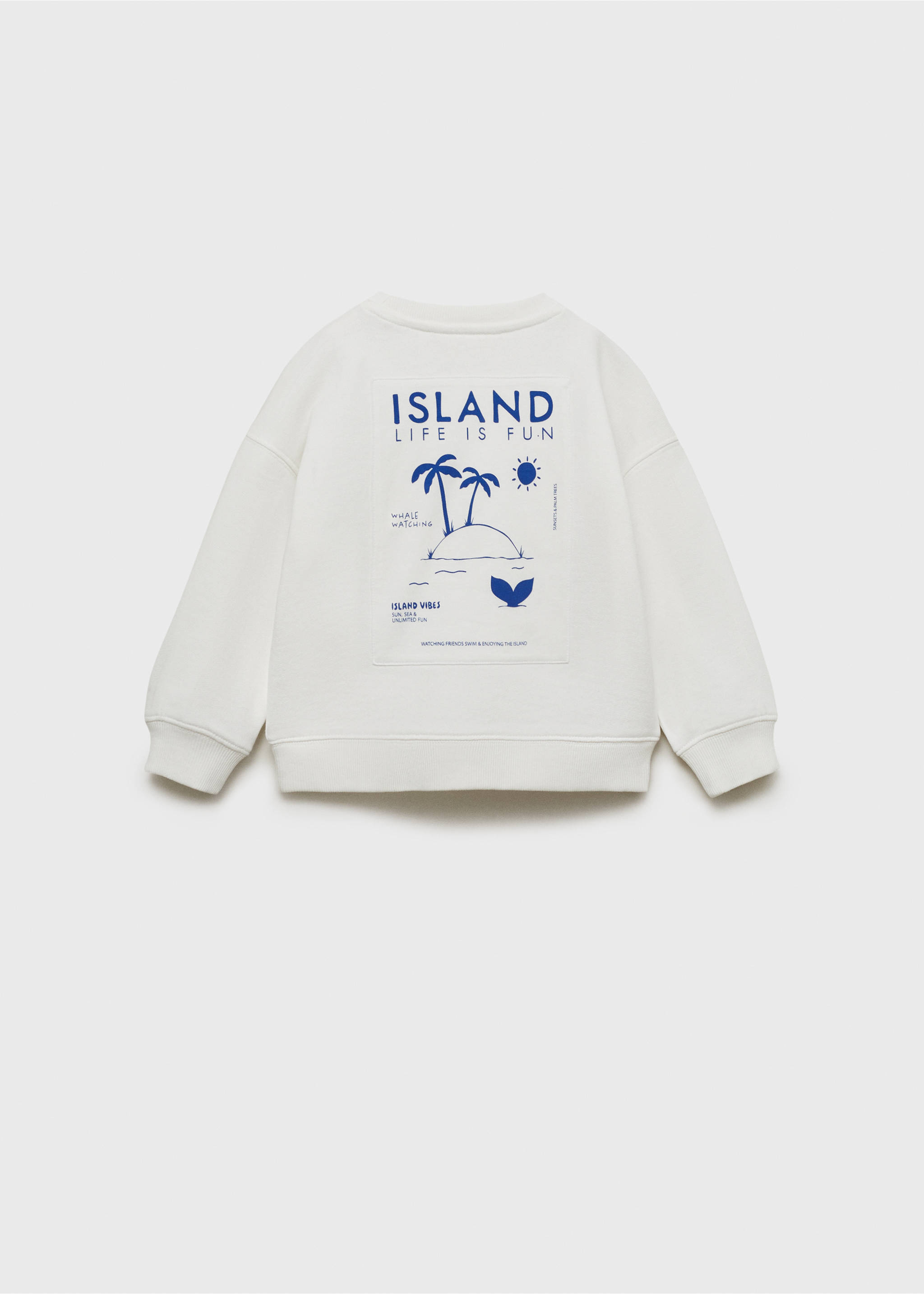 Sweat-shirt imprimé palmiers - Verso de l’article, Blanc. Ref: 17091179-00.
