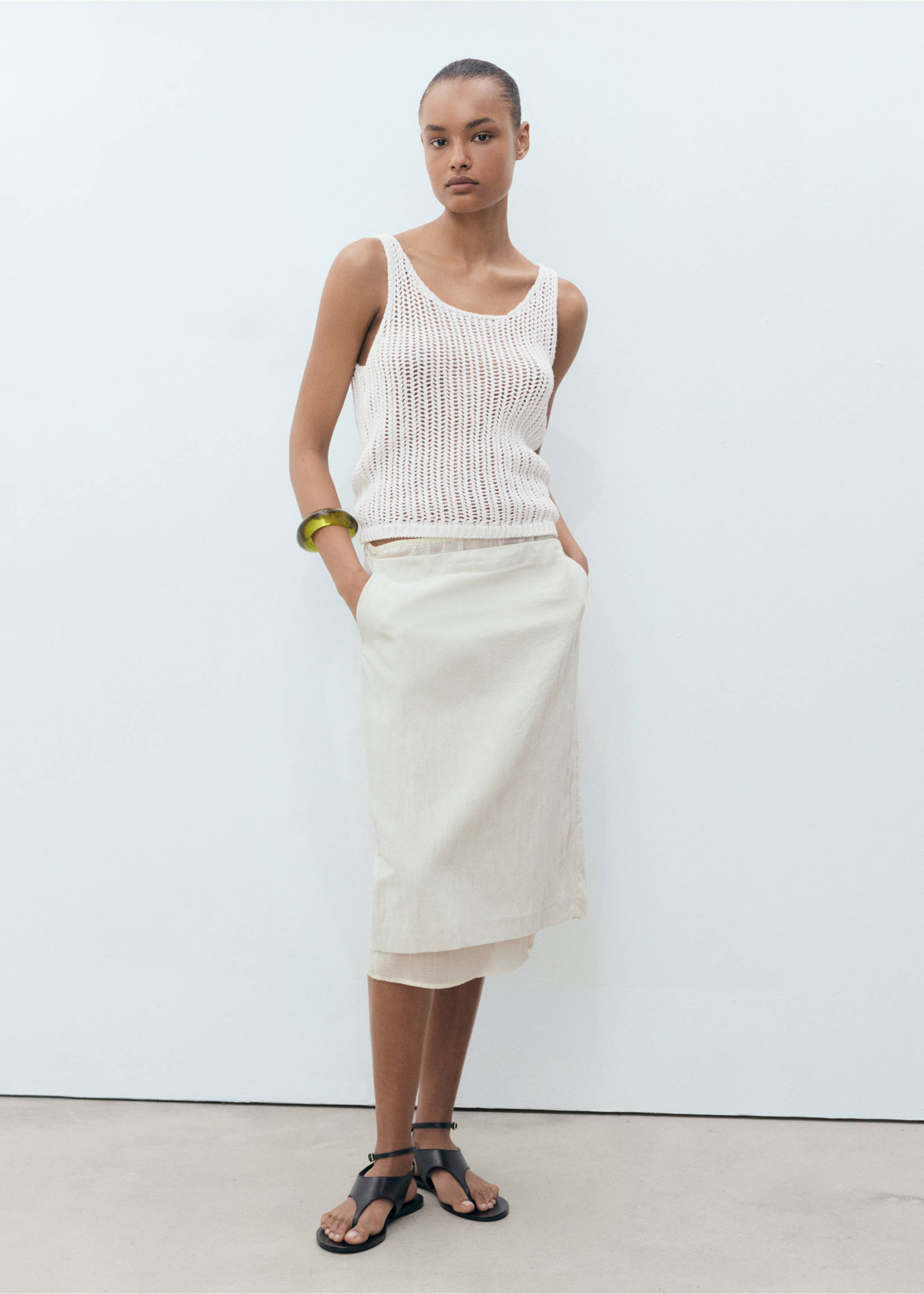 Top crochet tirantes - Plano general, Blanco roto. Ref: 17091180-00.