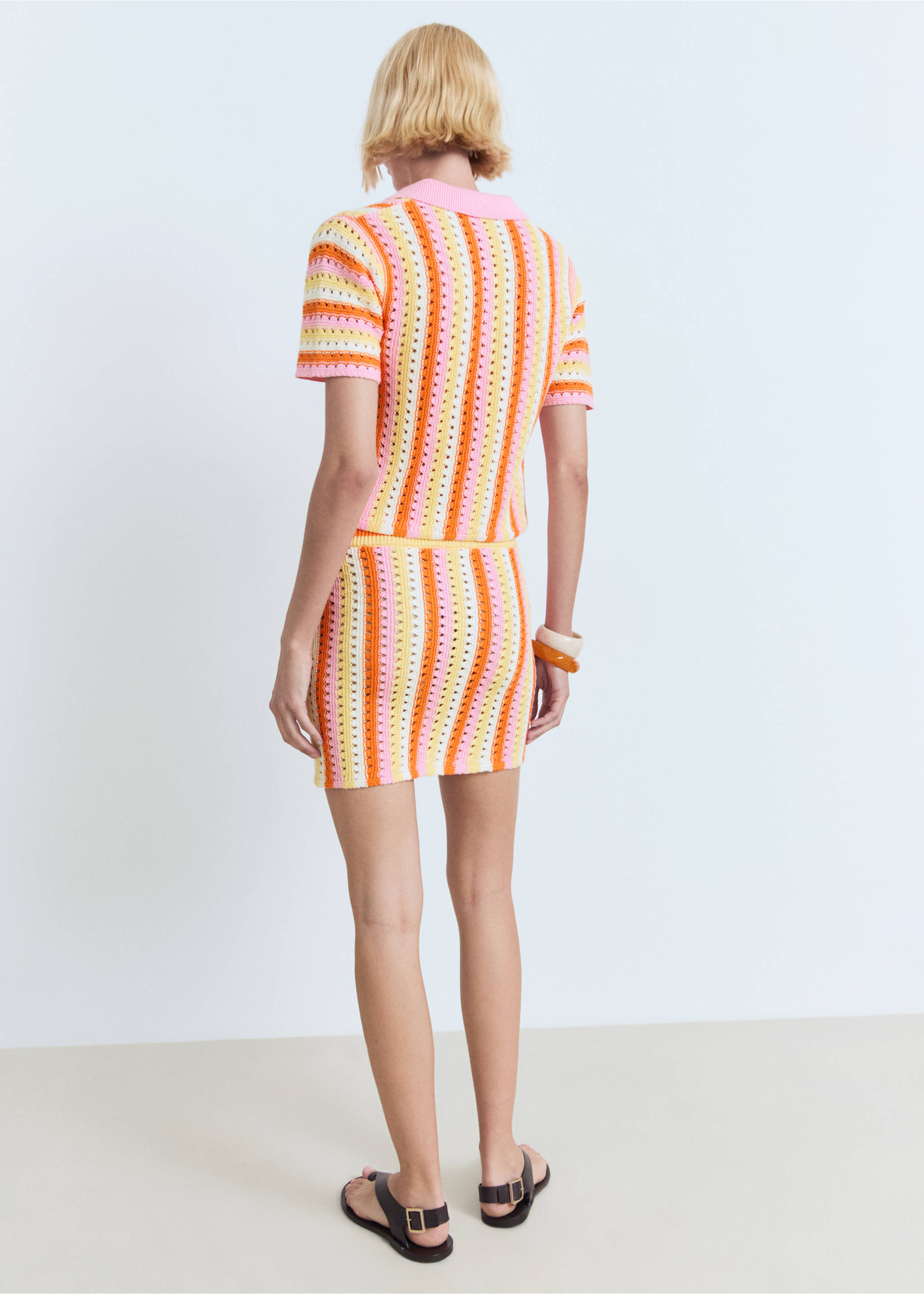 Two-tone striped crochet skirt - Reverse of the article, Pink. Ref: 17091183-00.