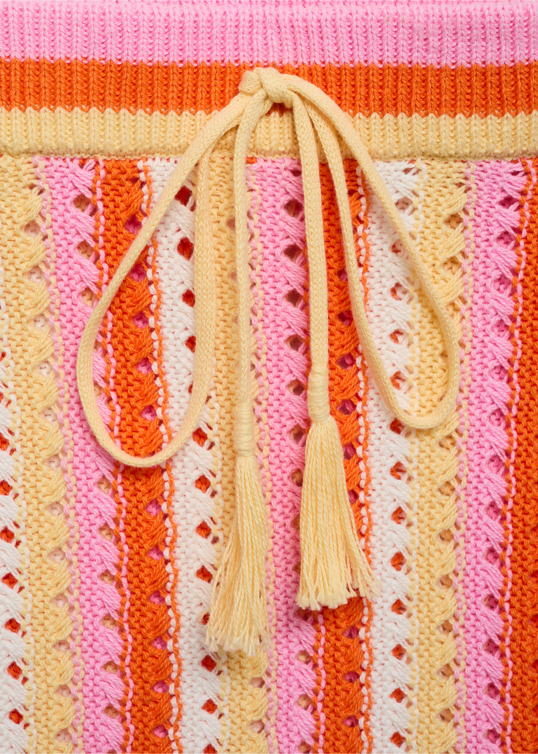 Two-tone striped crochet skirt - Details of the article 8, Pink. Ref: 17091183-00.