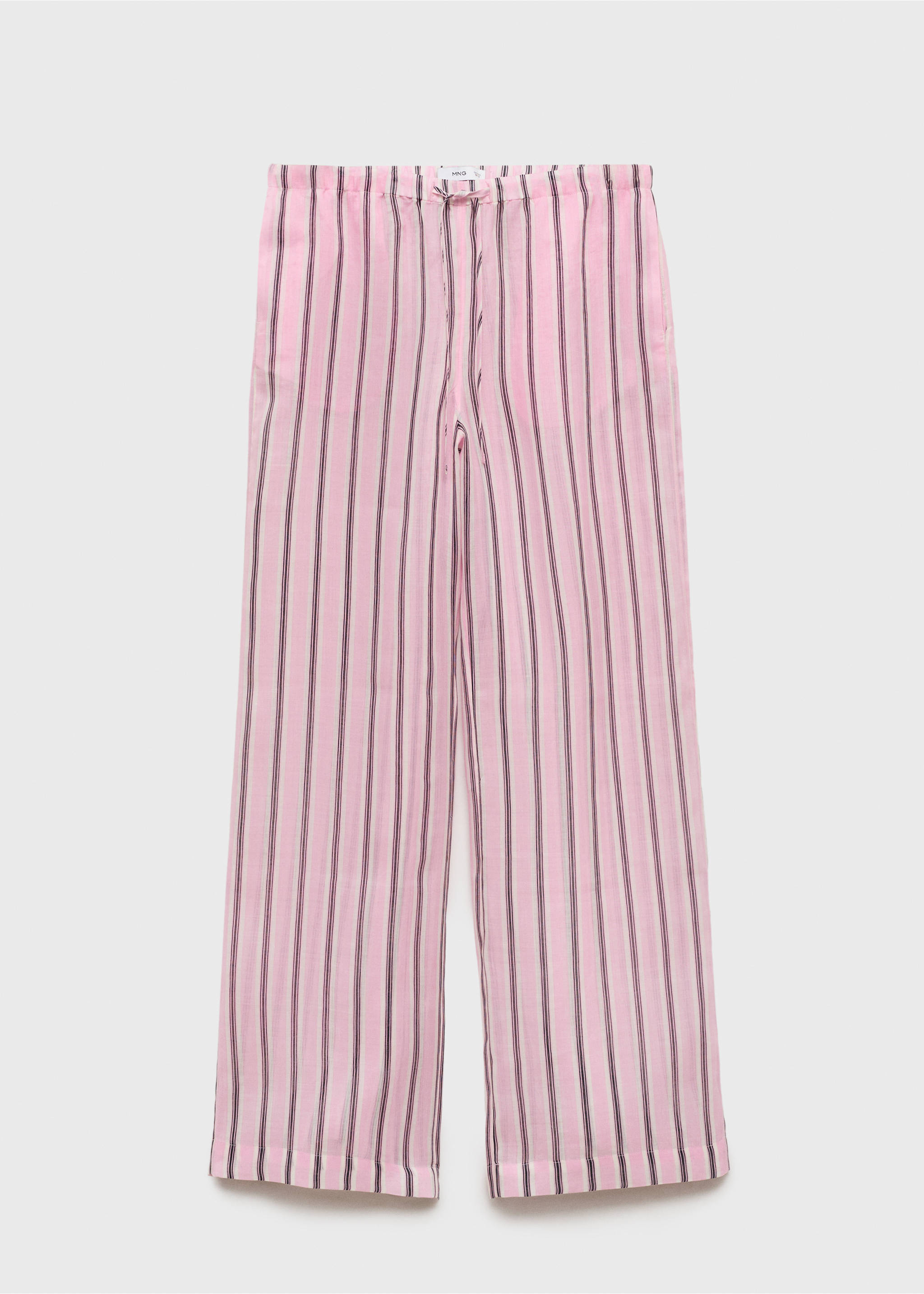 Striped ramie trousers - Article without model, Light Pink. Ref: 17091184-00.
