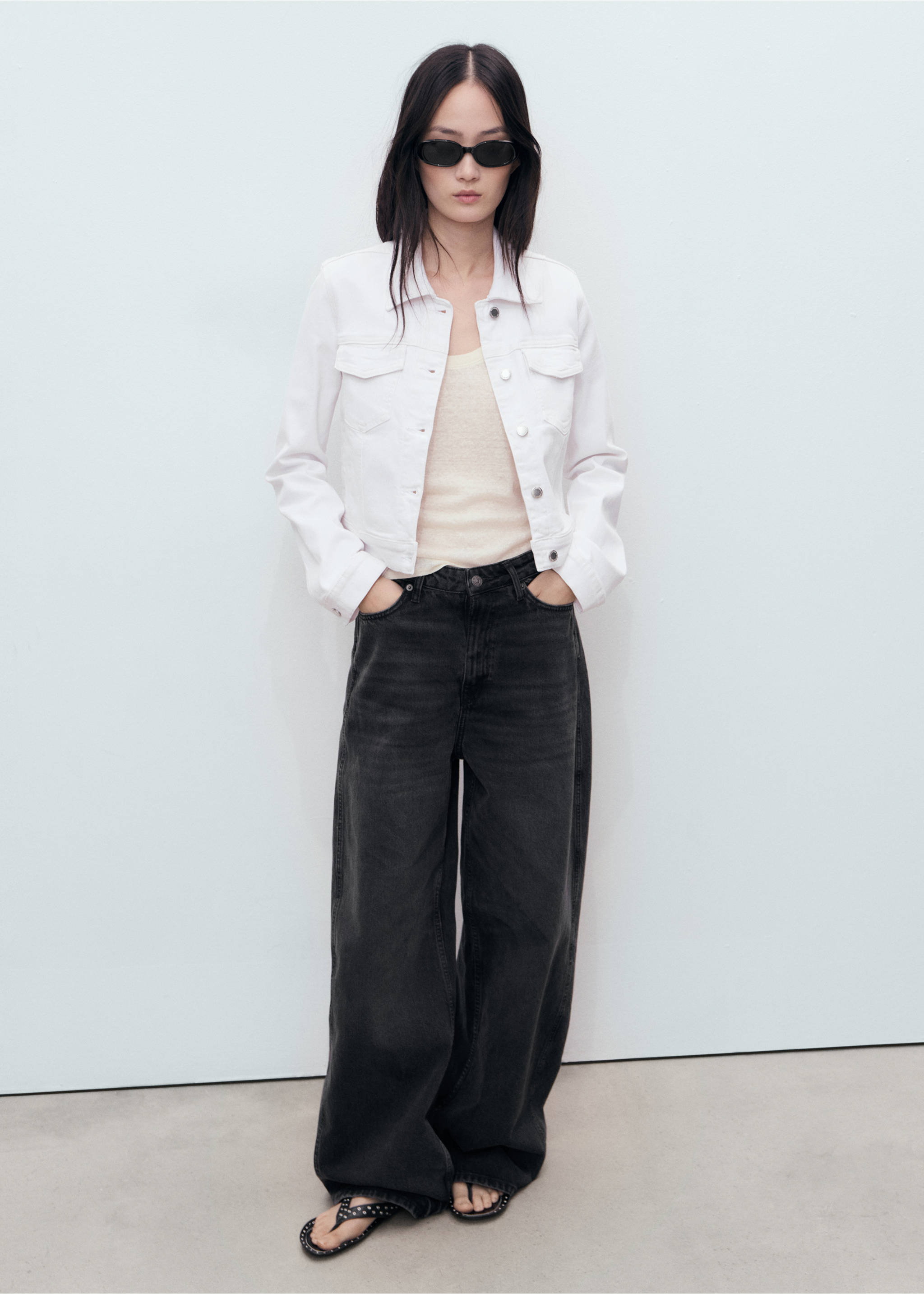 Pockets denim jacket - General plane, White. Ref: 17091189-00.