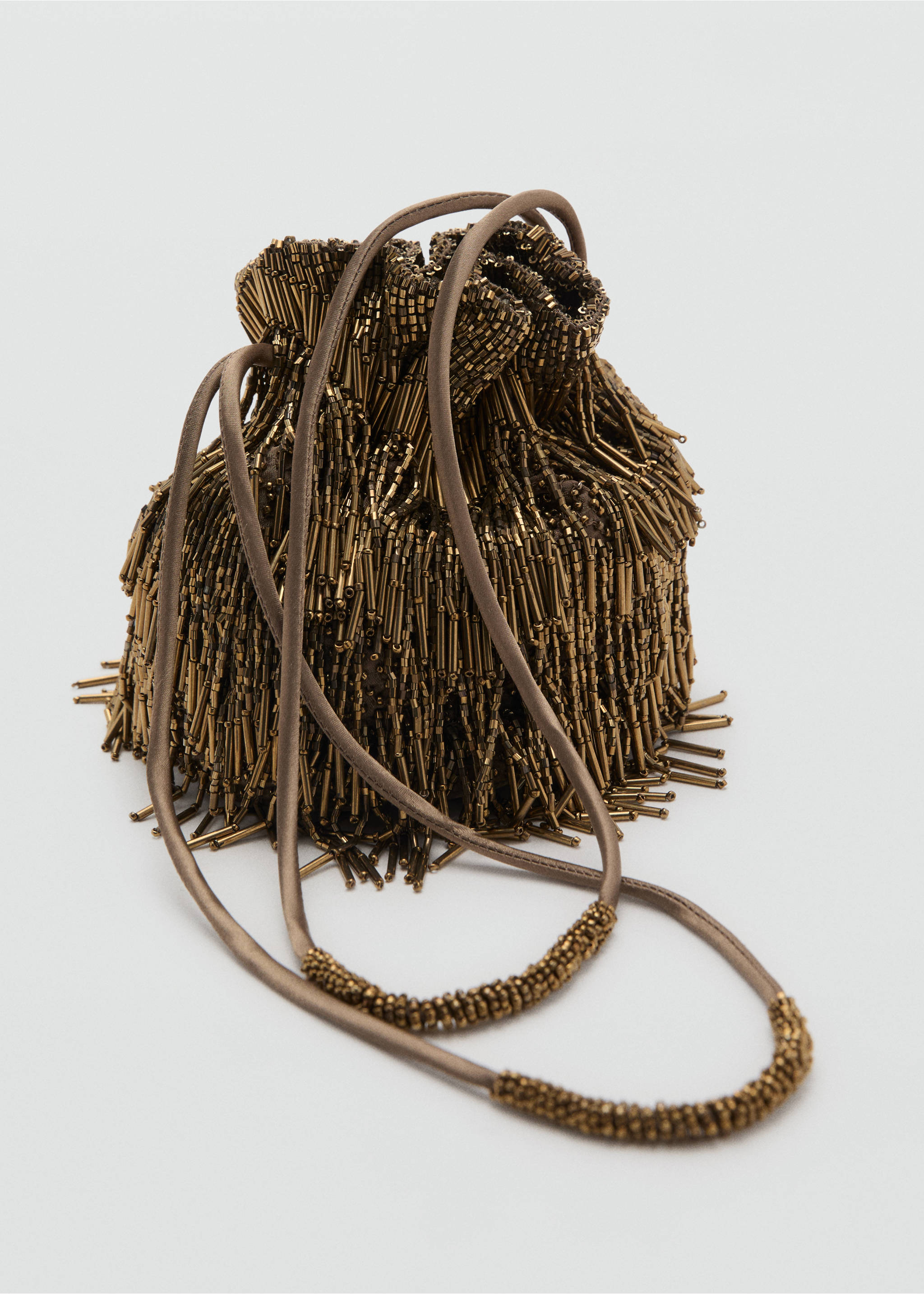Beaded handbag - Details of the article 2, Khaki. Ref: 17091191-00.