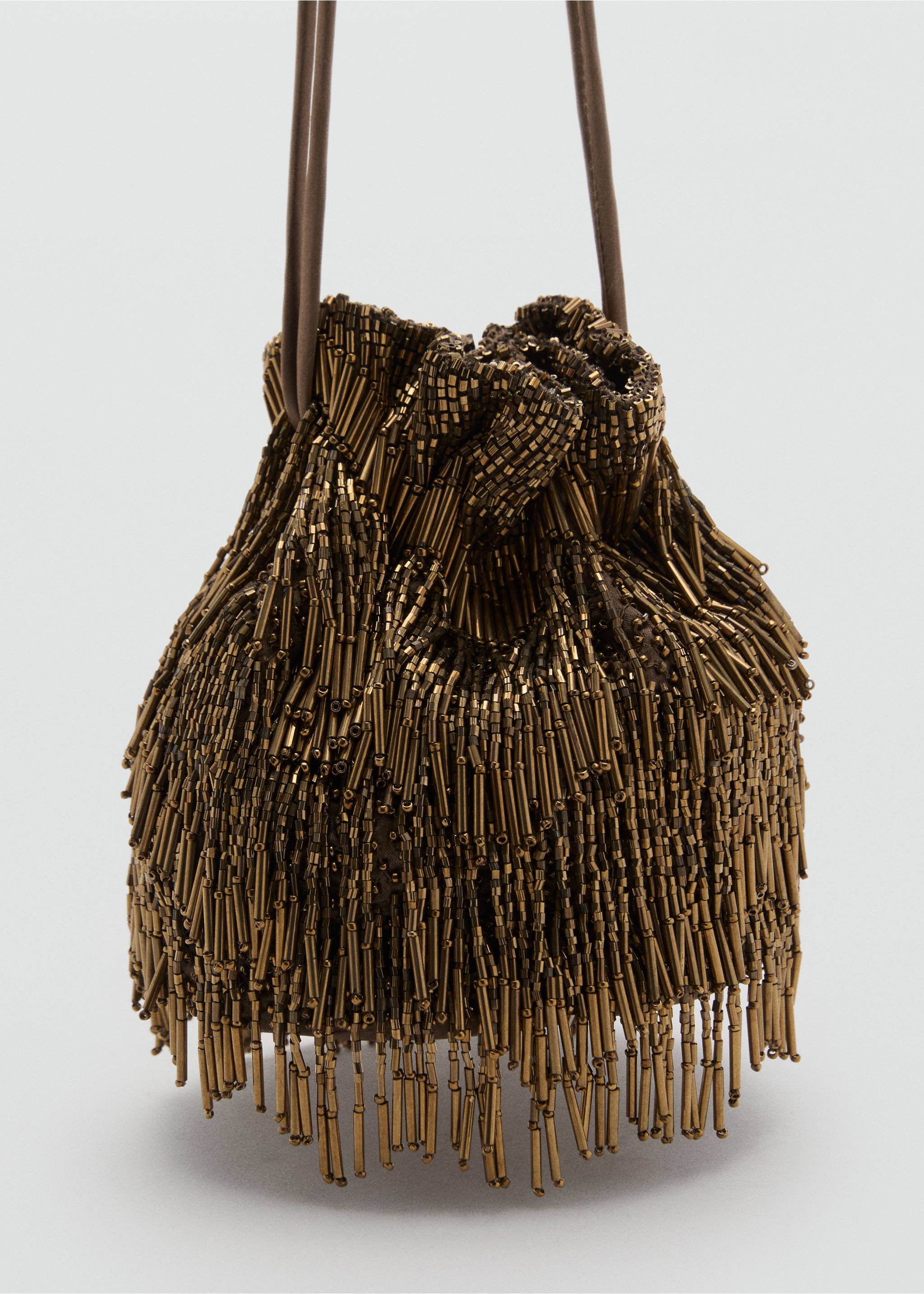 Beaded handbag - Details of the article 3, Khaki. Ref: 17091191-00.
