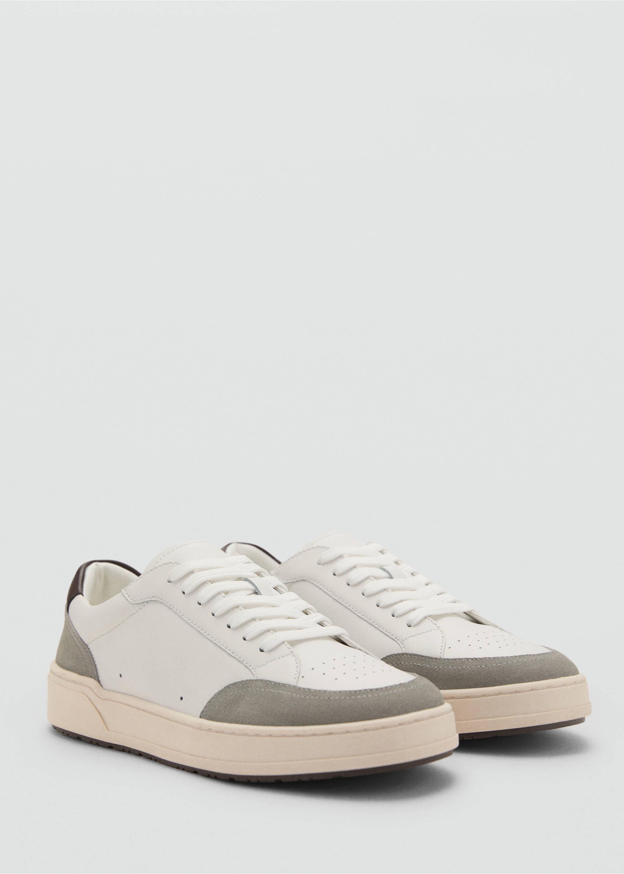 Combined leather trainers - Medium plane, White. Ref: 17091195-00.