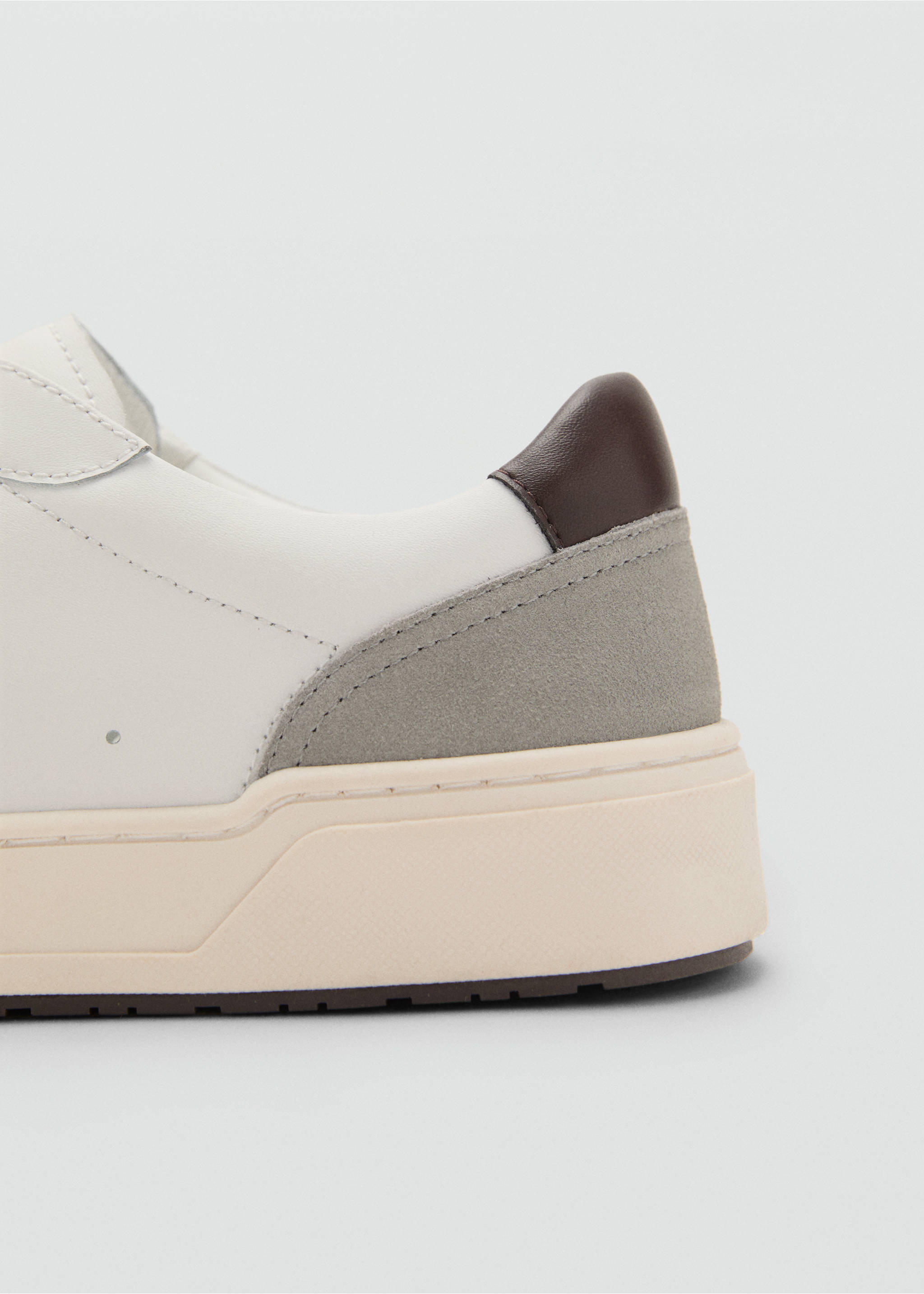 Combined leather trainers - Details of the article 2, White. Ref: 17091195-00.