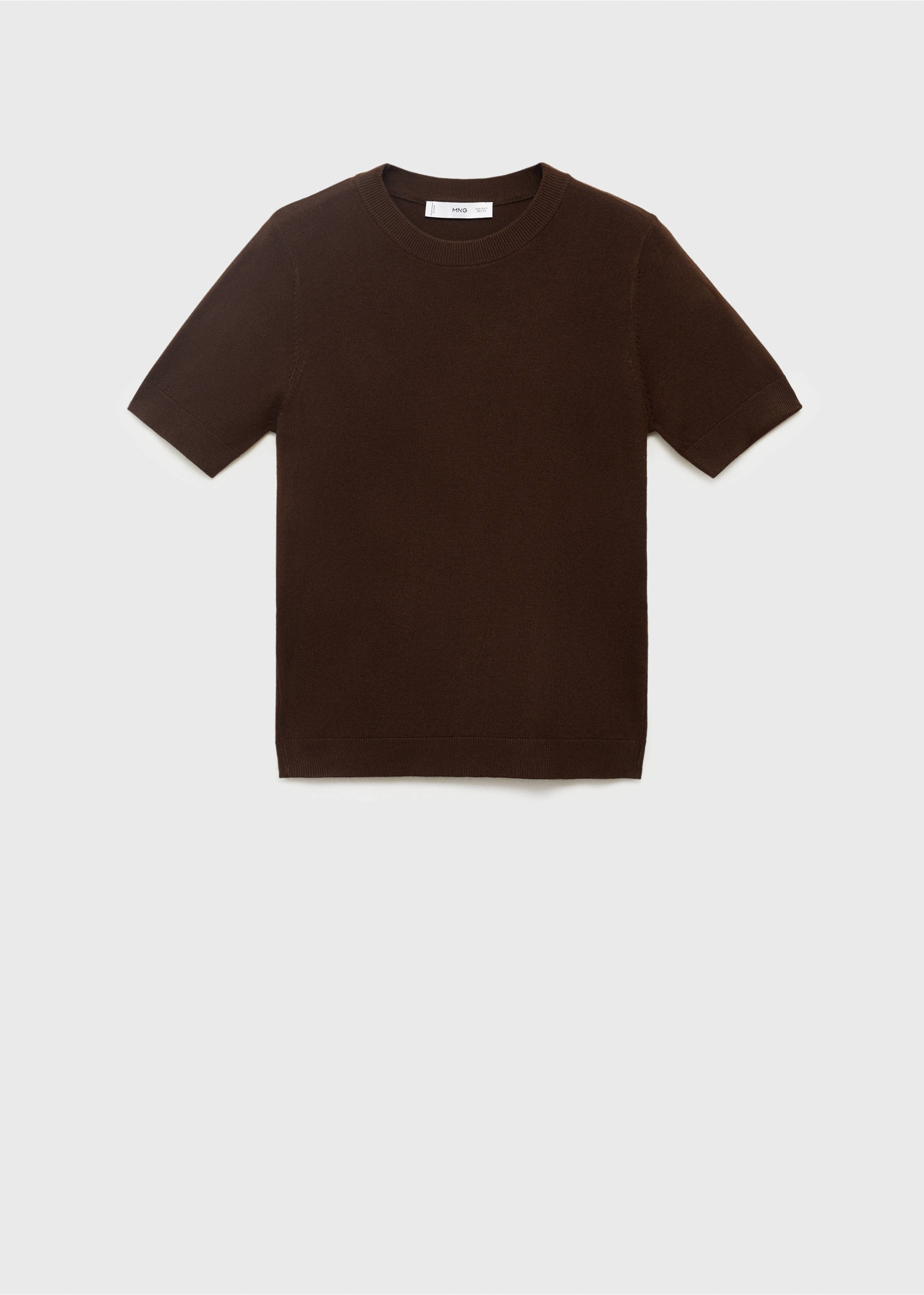 Short-sleeved fine-knit sweater - Article without model, Chocolate. Ref: 17091198-00.