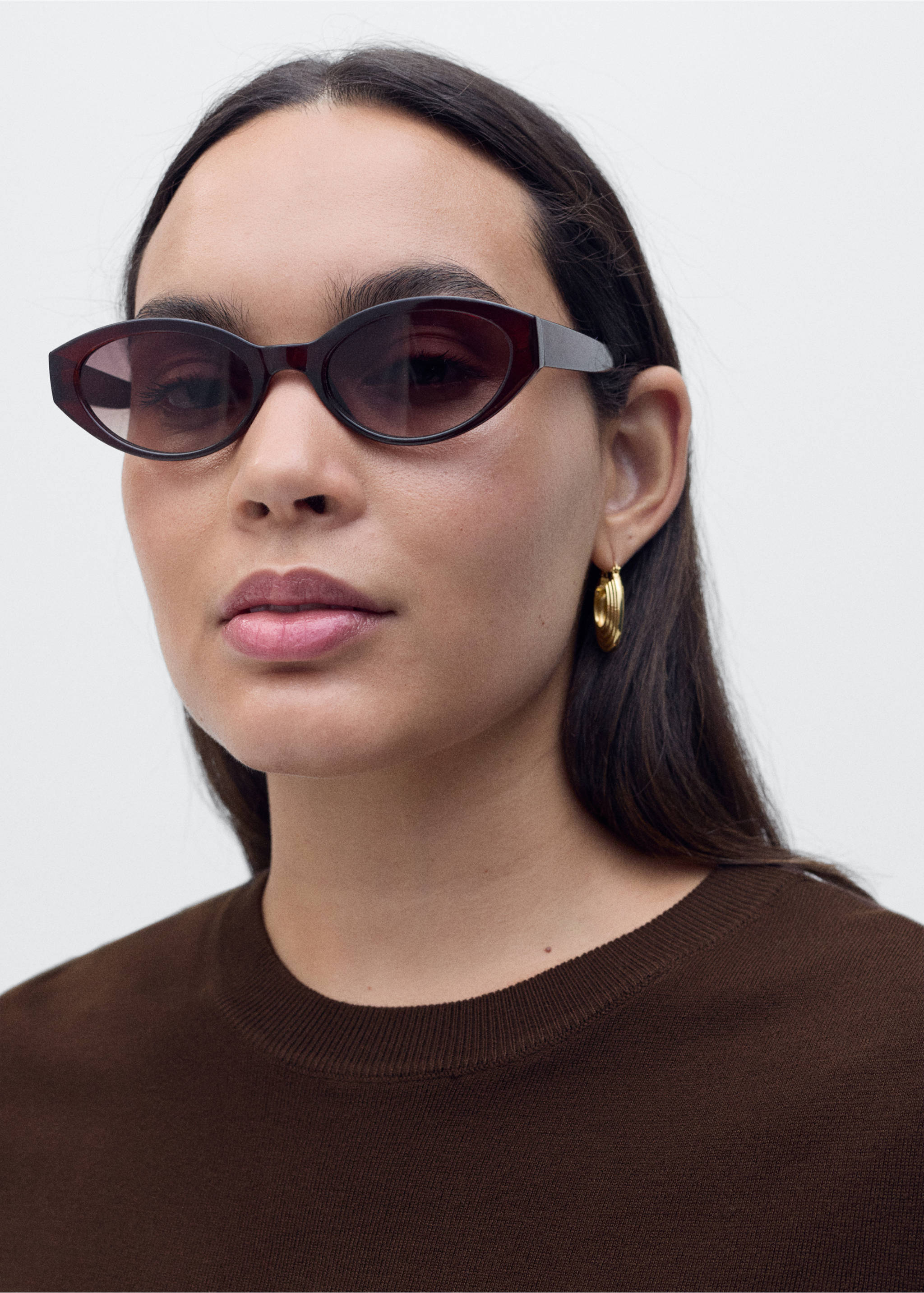 Short-sleeved fine-knit sweater - Details of the article 4, Chocolate. Ref: 17091198-00.