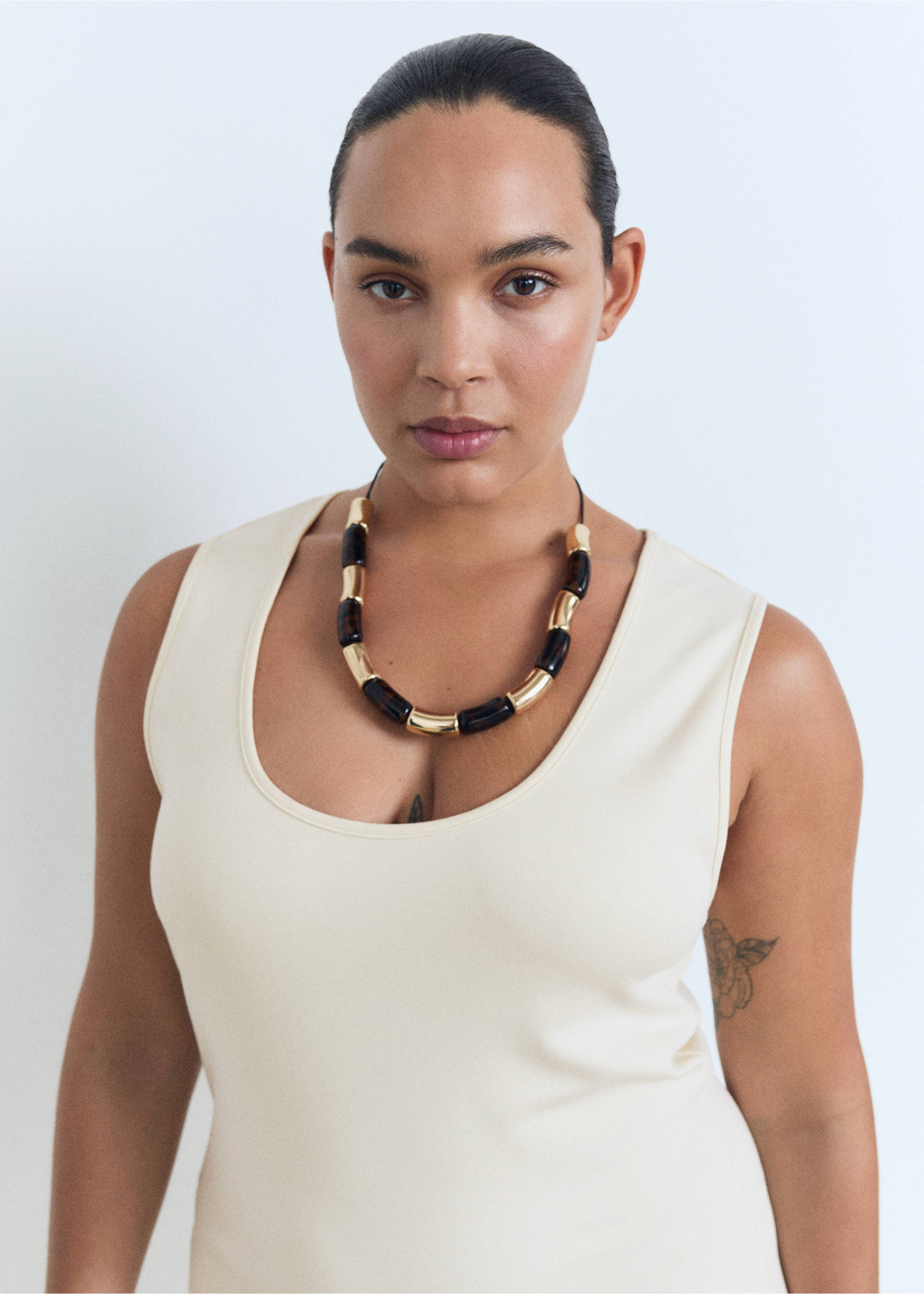 Fitted midi-dress - Details of the article 4, Ecru. Ref: 17091199-00.