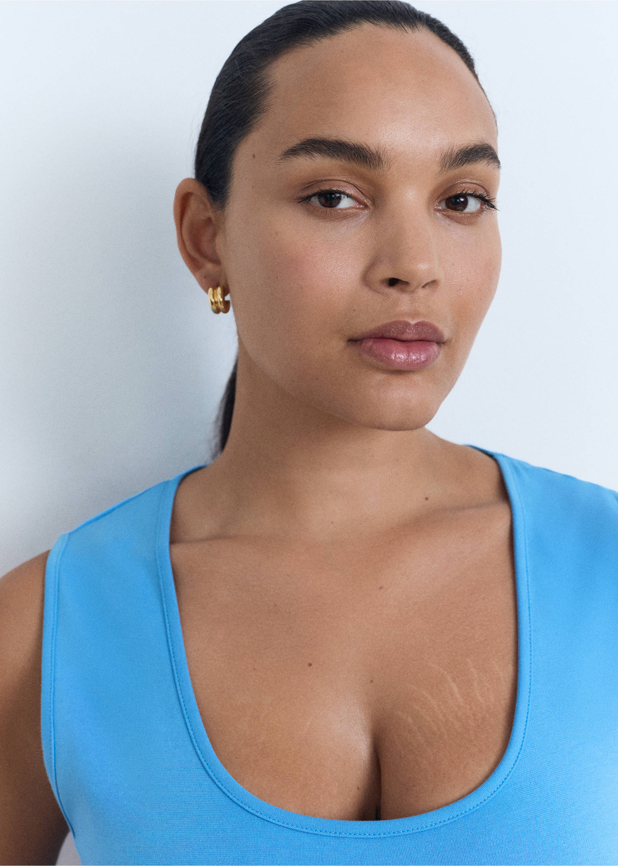 Fitted midi-dress - Details of the article 4, Blue. Ref: 17091199-00.