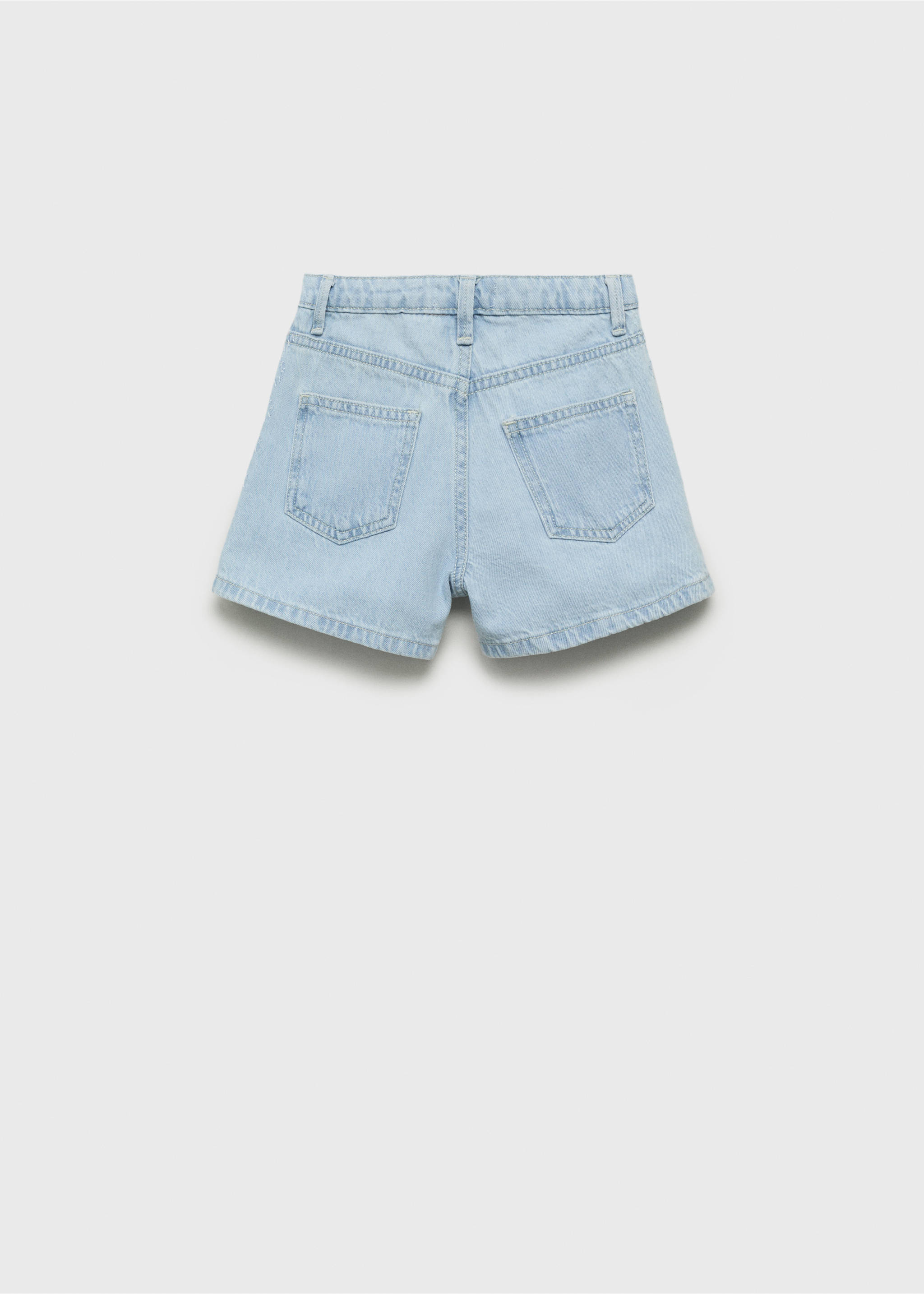 Bestickte Baumwoll-Bermudashorts - Rückseite des Artikels, Hellblau. Ref: 17091201-00.