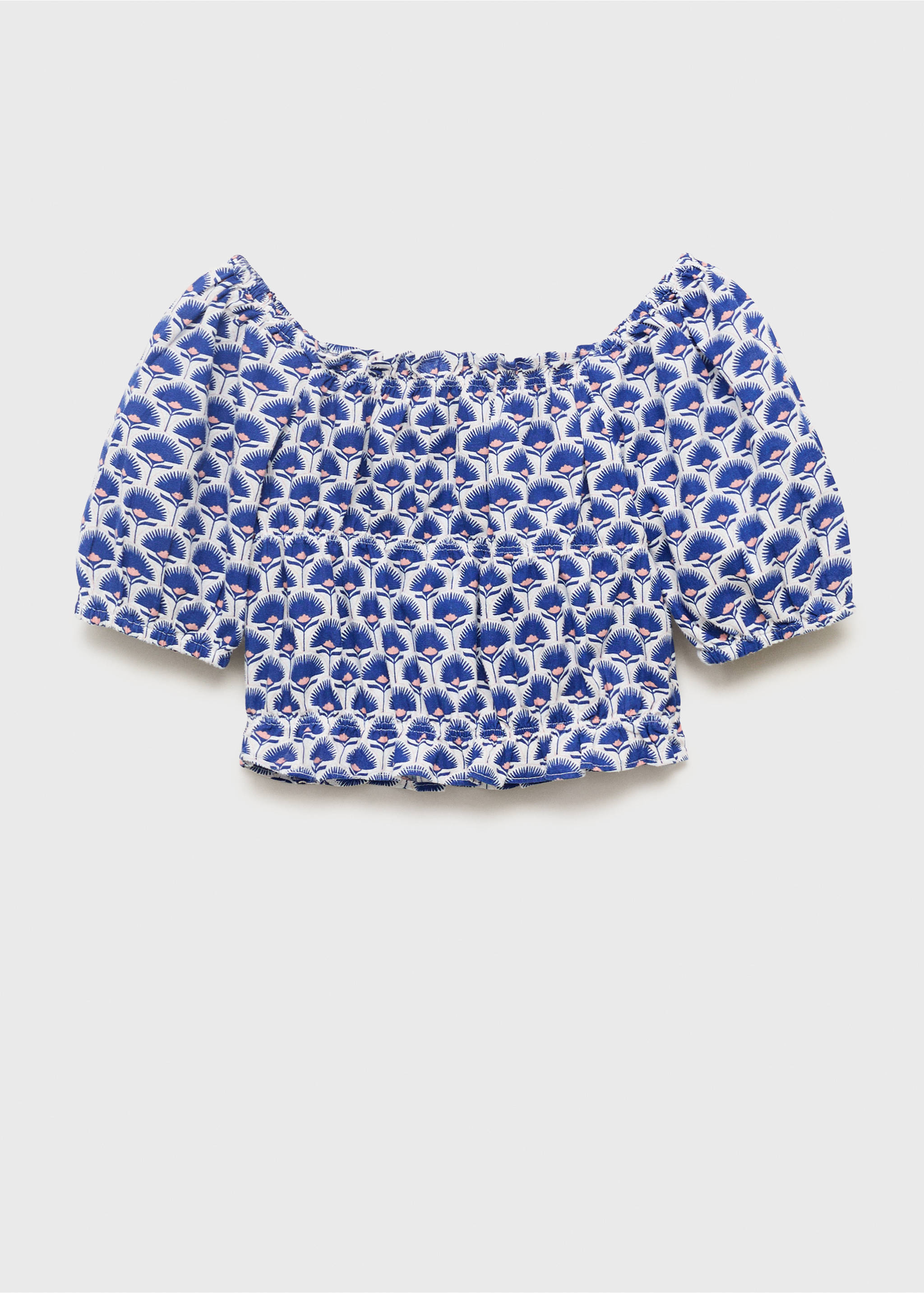 Printed linen blouse - Reverse of the article, Blue. Ref: 17091202-00.