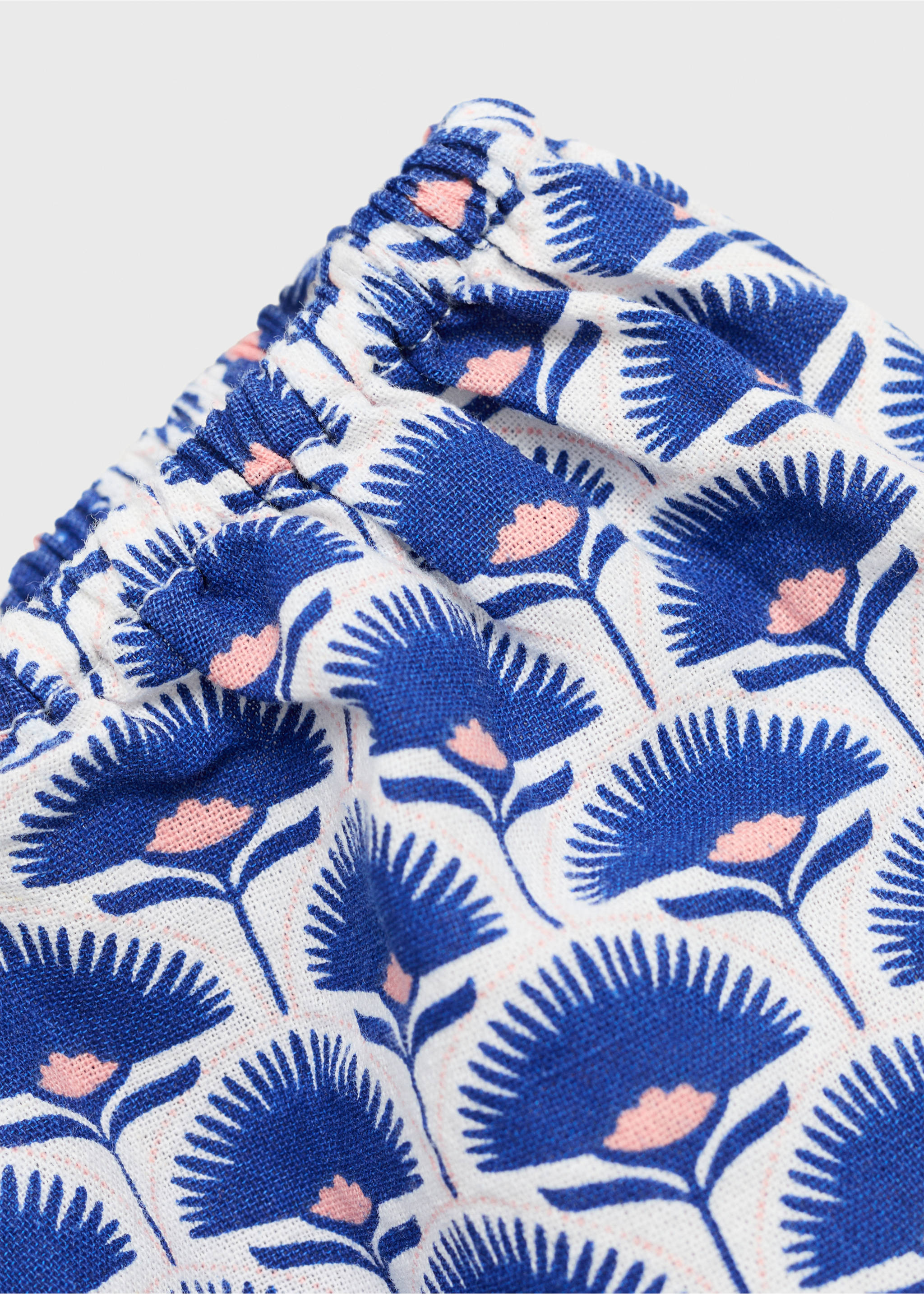 Printed linen blouse - Details of the article 8, Blue. Ref: 17091202-00.